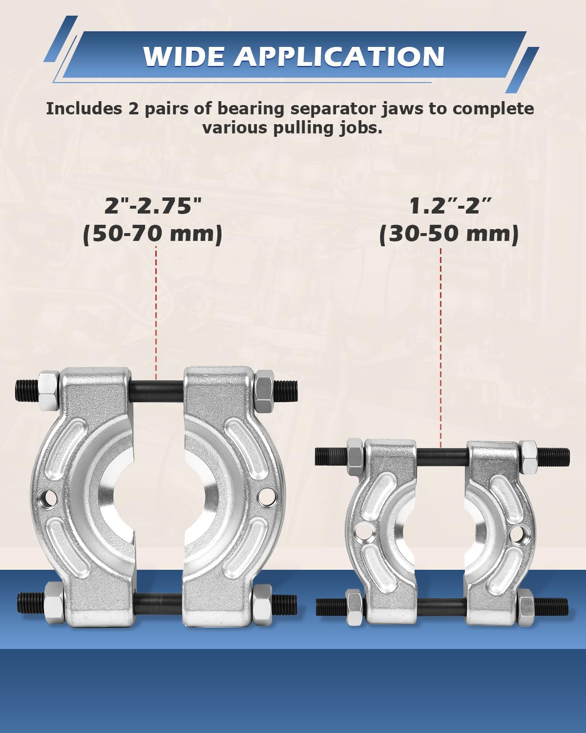 DA YUAN 14Pcs 5 Ton Capacity Bearing Separator Puller Set 2" and 3" Splitters Remove Bearings Kit image number 6