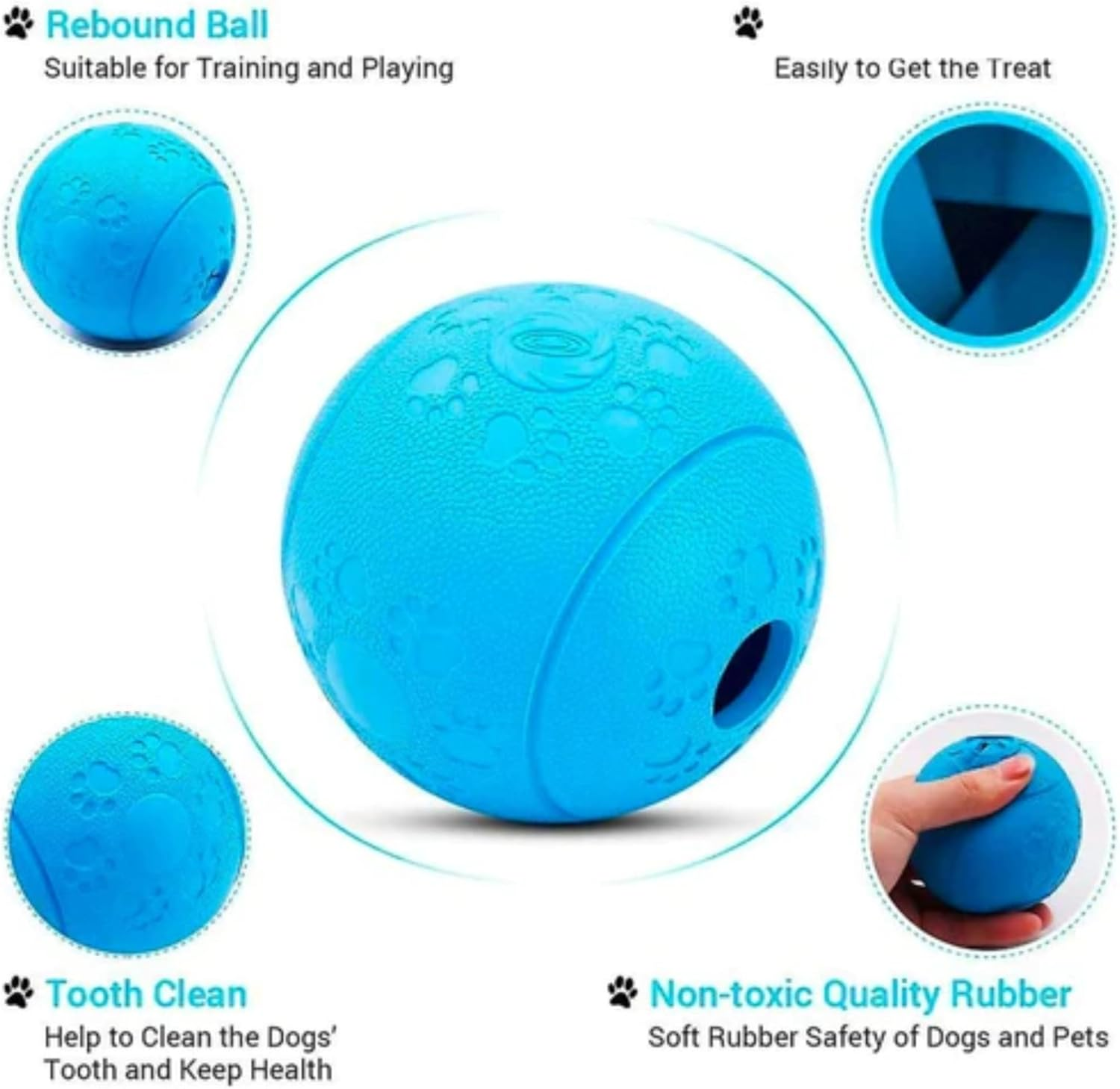 Interactive Dog Treat Dispenser Toy - 8Cm, Durable, Non-Toxic, for Dental Health & Training