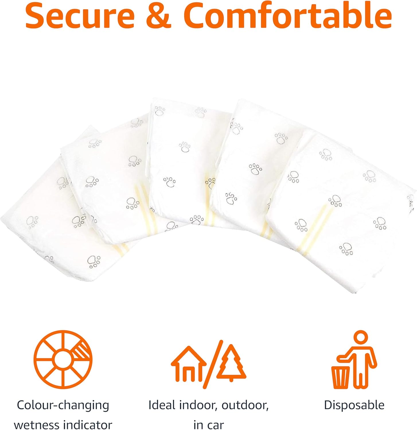 Amazon Basics Male Dog Wrap, Disposable Diapers, X-Small, Pack of 30, White image number 5