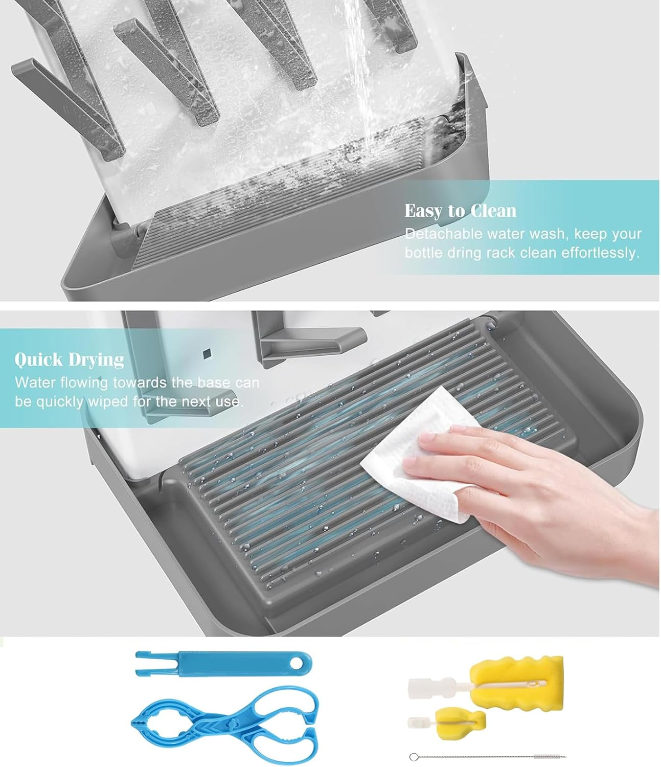 Vertical Baby Bottle Drying Rack， Dish Racks and Kitchen Accessories, Bottle Organizer Baby Storage，Pump Parts,Pacifiers or Brush Stand image number 1