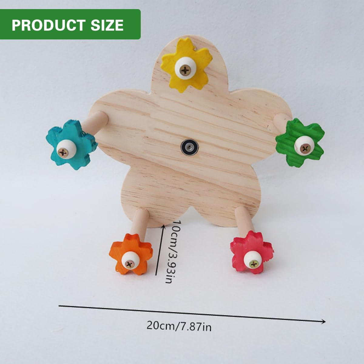 AIMALL Rotatable Ferris Wheel Parrot Toy &ndash; 7.87In Solid Wood Bird Turntable with Bearing, Cage-Mount Chewing Station for Small and Medium Birds Play Enrichment image number 1