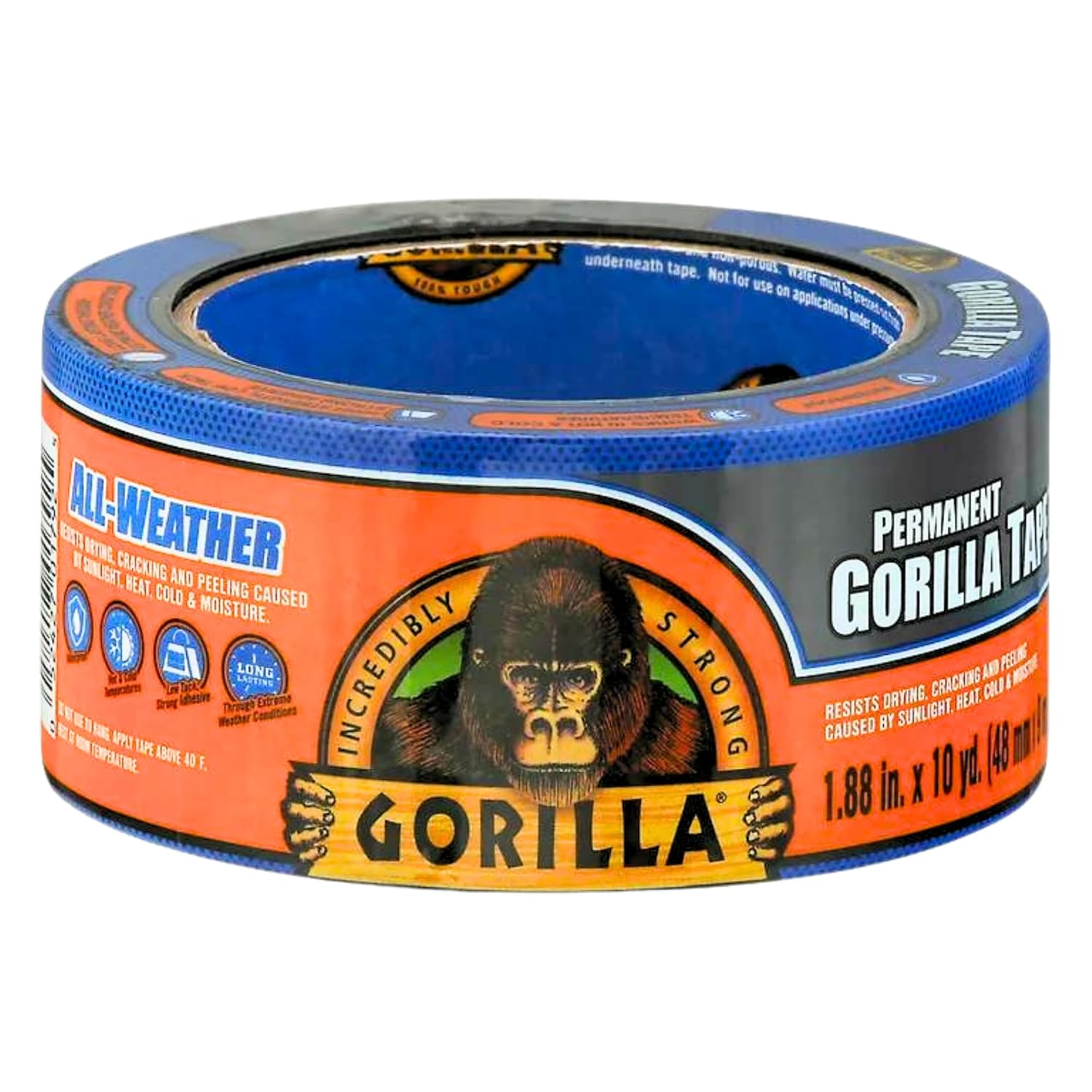Gorilla Permanent Sticky Waterproof All Weather Tape [Butyl Rubber]: 1.88 In. X 30 Ft. (Black) image number 2