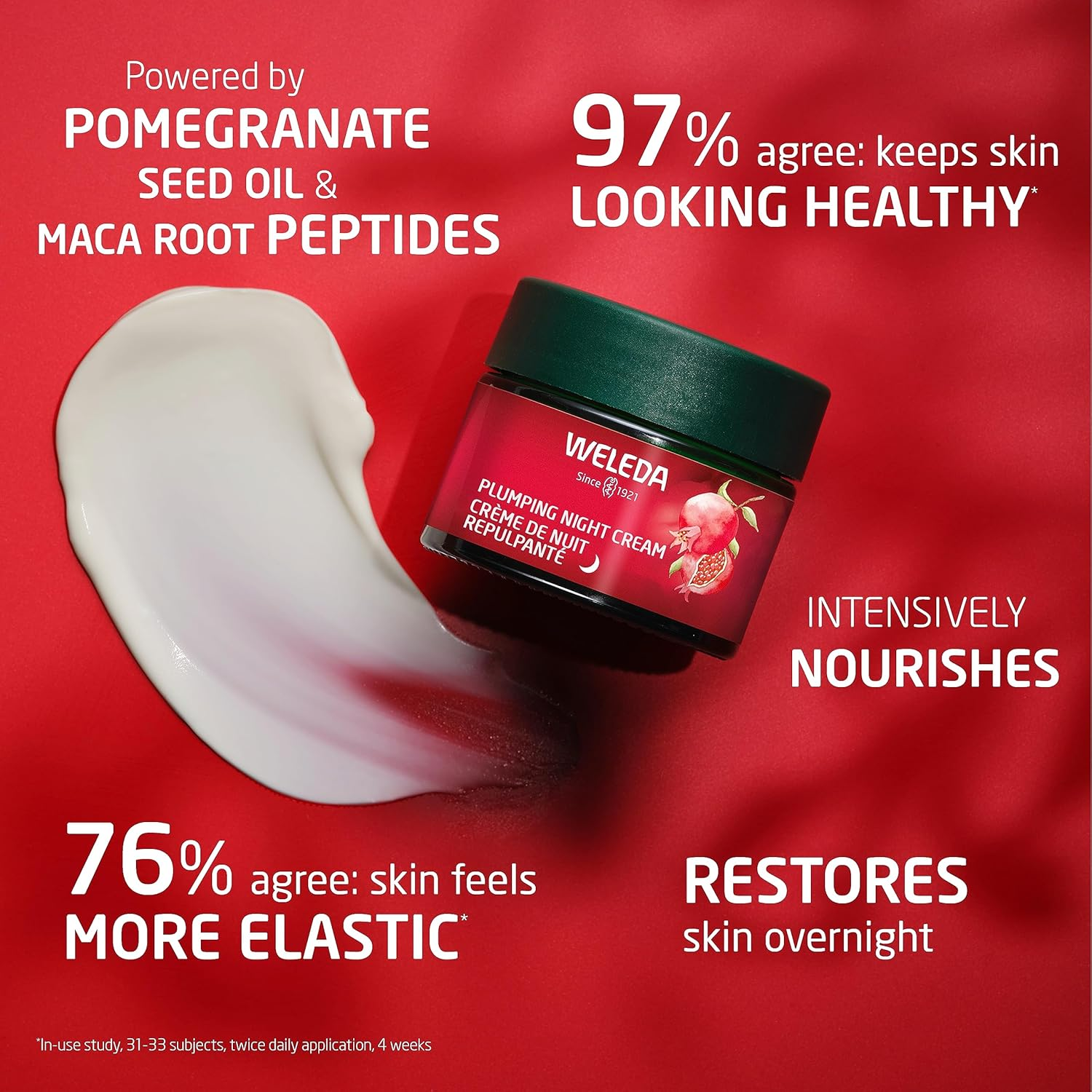 Weleda Face Care Plumping Night Cream, Plant Rich Moisturizer with Pomegranate and Maca Root Peptides image number 5