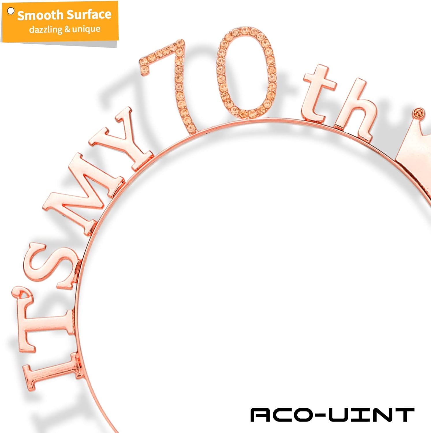 ACO-UINT 70Th Birthday Crown for Women, Cute Birthday Sash & Birthday Headband for Women Set, Sweet Birthday Headband 70Th Birthday Decorations Birthday Gifts for Women