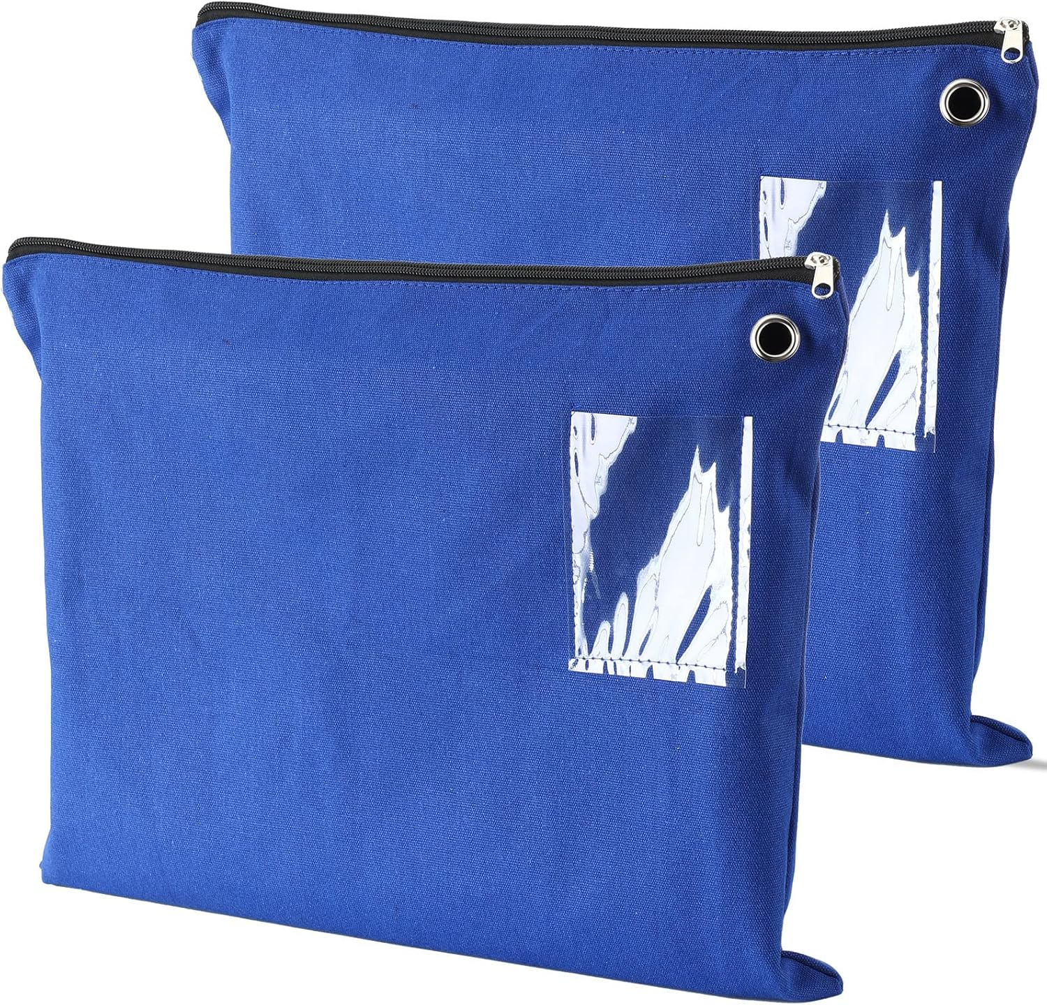 Humyoun 2 Pcs Interoffice Mailer Canvas Transit Sack Zipper Bag 18" X 14" Large Zipper Pouch with Grommet Interoffice Mail Bag (Black,Blue)