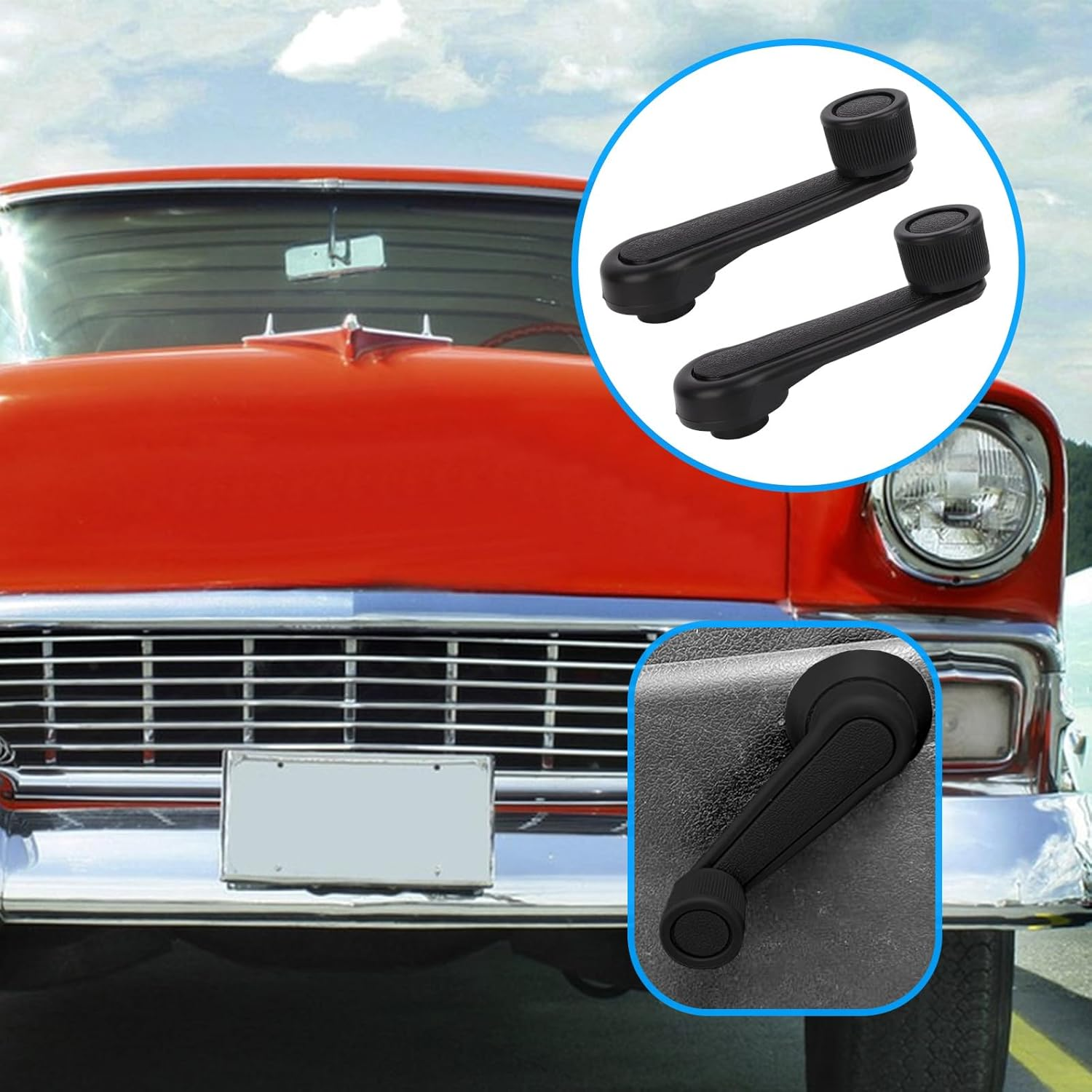 2Pcs Manual Window Handle Car, Driver & Passenger Side Replacement Crank Handles for 1992-1998 Geo Tracker Suzuki (Black) image number 3