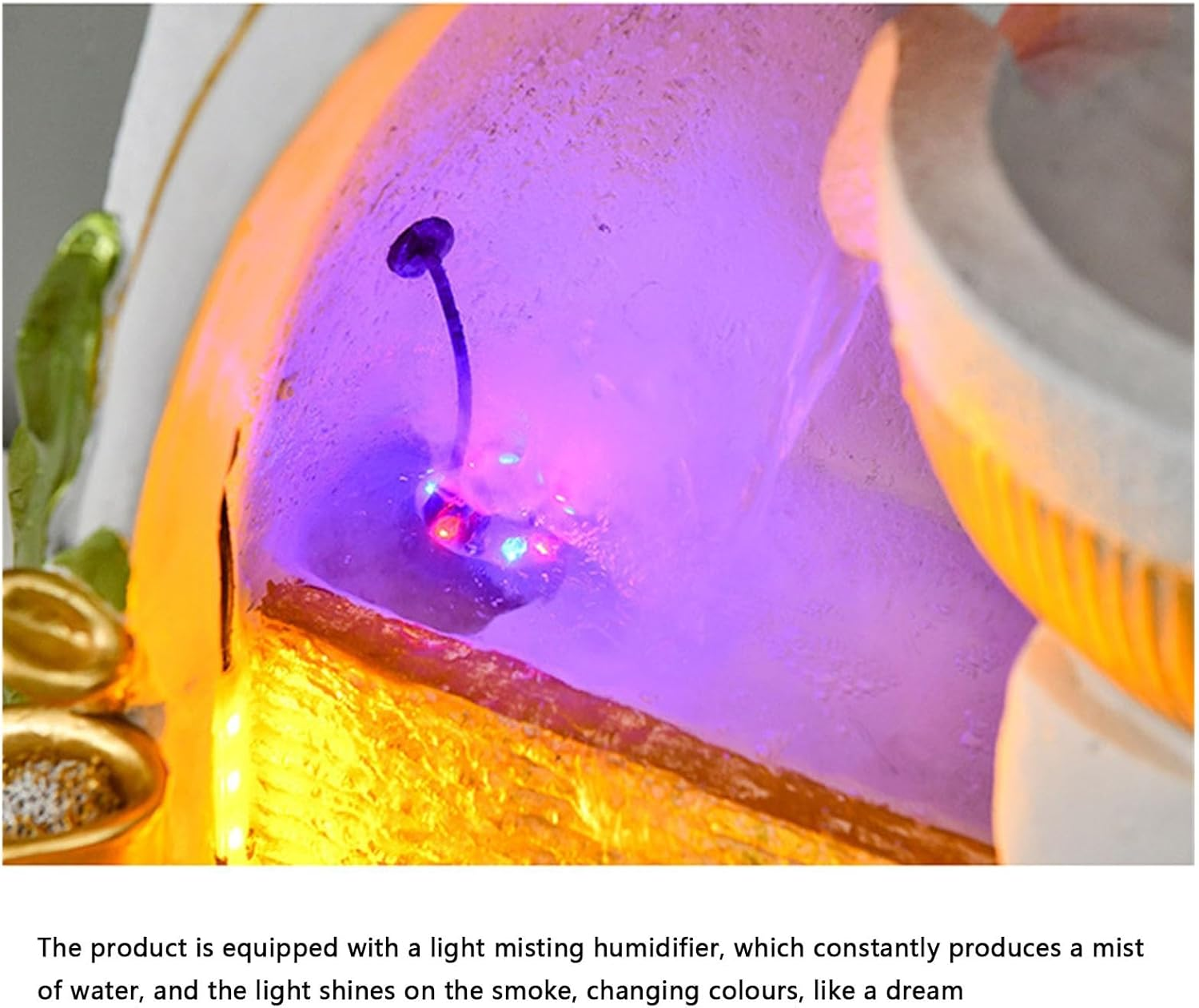 Outdoor Fountain Indoor Fountain, Creative Ornaments, Horseshoe Lotus Modern Fogging Water, Home/Office Decor(White) image number 1