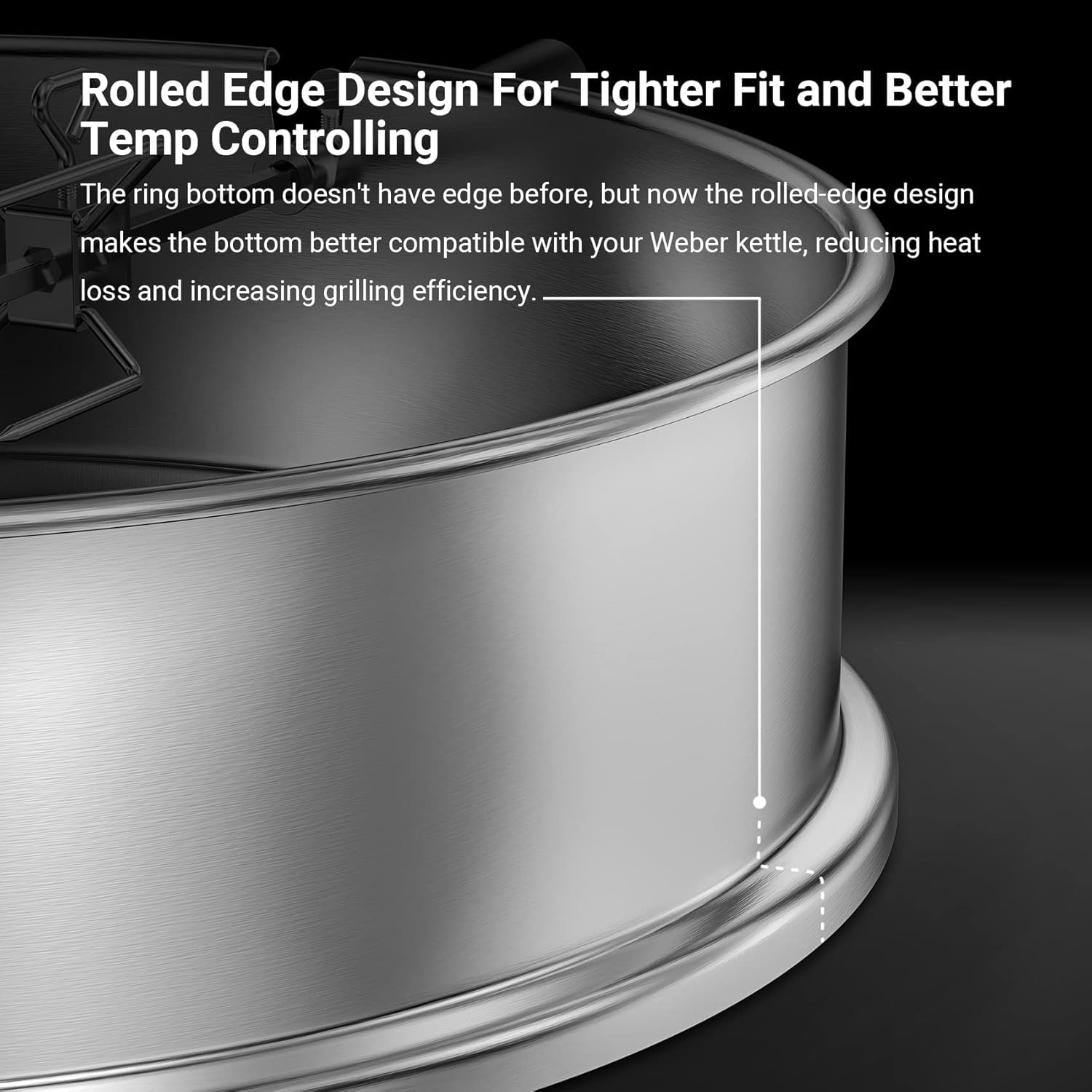 Only Fire BRK-6025 Stainless Steel Rotisserie Ring Kit Fits Weber 57Cm Charcoal Kettle Grill with Electric Motor for UK Fits Weber 2290 and Other 57Cm Models image number 4