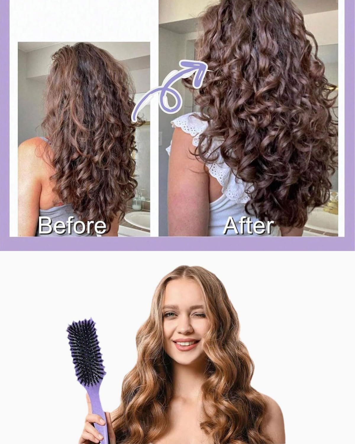 AORHOFJ 1 X Curling Brush, Styling Brush, Multi-Purpose Curling Brush, Curling Brush, Boar Bristle Hair Brush for Defined Hairstyles and Gentle Care Comb