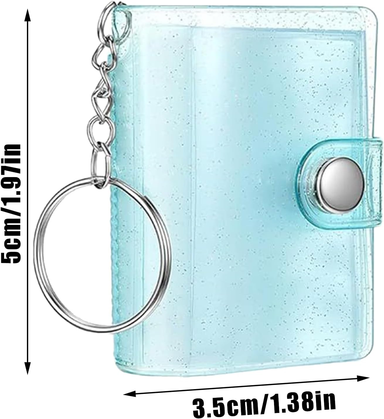 Mini Photo Album Keychain - 24-Pockets Mini Photo Album | Clear Portable Bag Pendant - for Kids Adults Men Women Birthday Wedding School Backpack - Blue image number 2