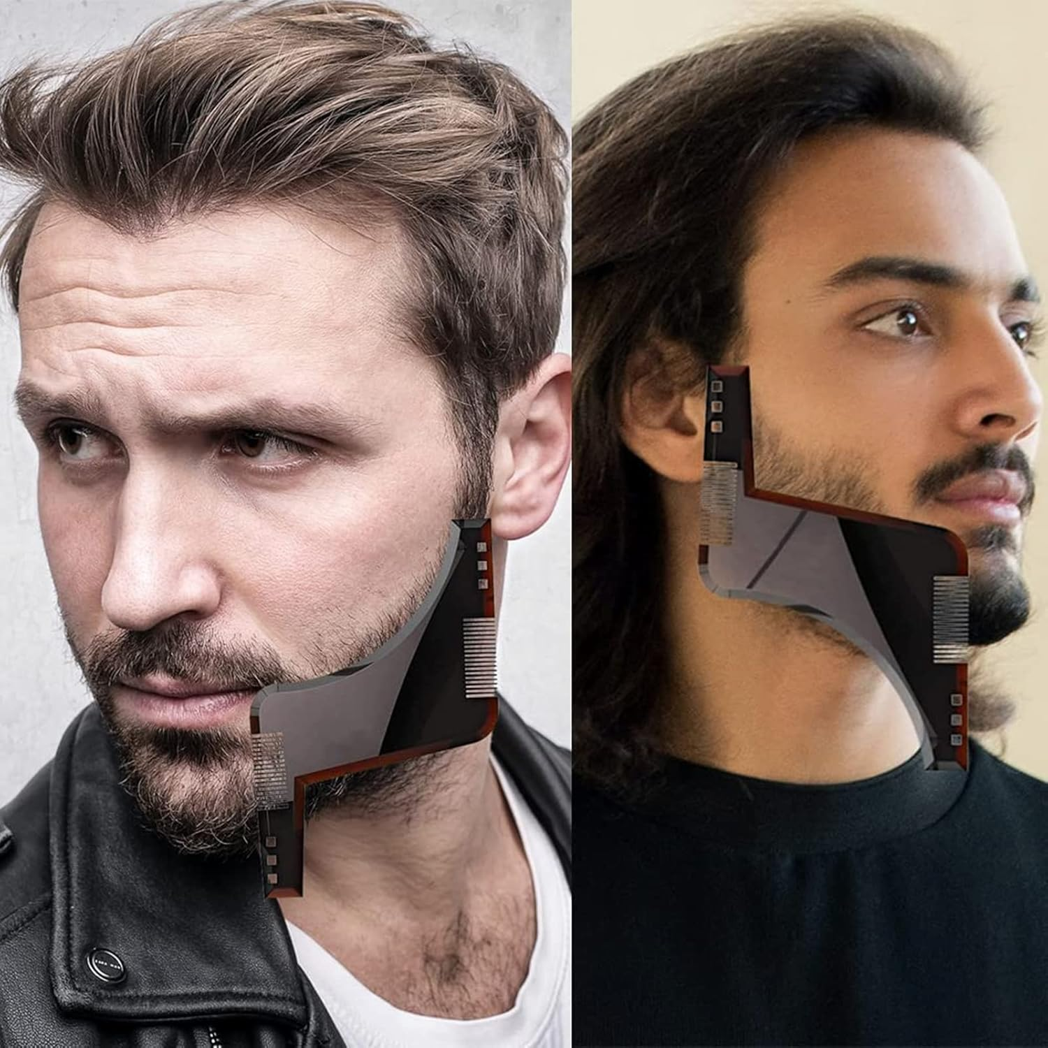 TAVVKE 2 Pack Beard Shaping Tool with Comb for Men - Create Perfect Symmetric Lines and Trim with Beard Trimmer Hair Clipper - Black*1 image number 2