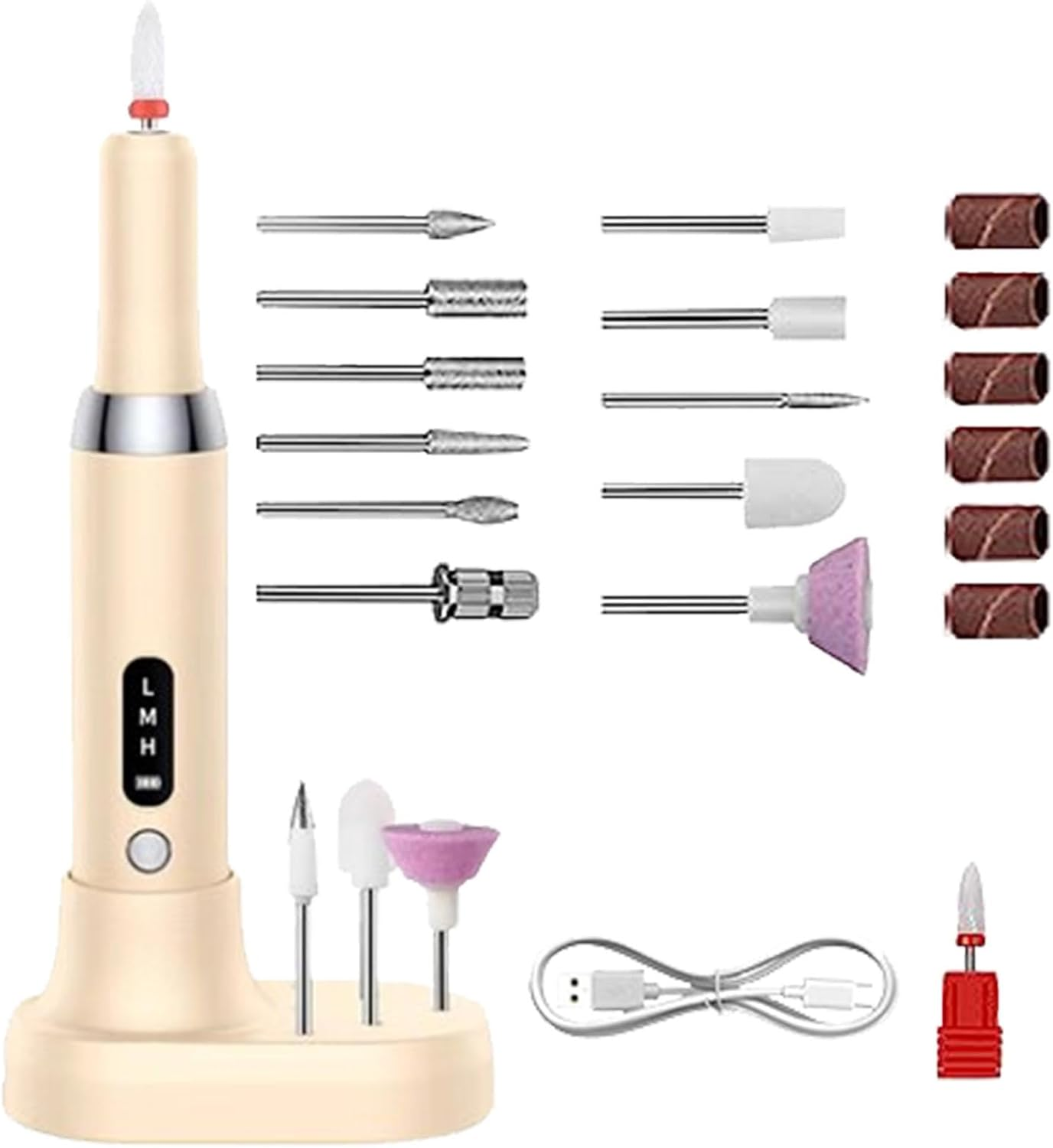 Electric Nail Drill Kit - Electric Nail File for Acrylic and Natural Nails | Nail File Machine with Multiple Heads, Adjustable Speed and Wireless, Nail Sander A