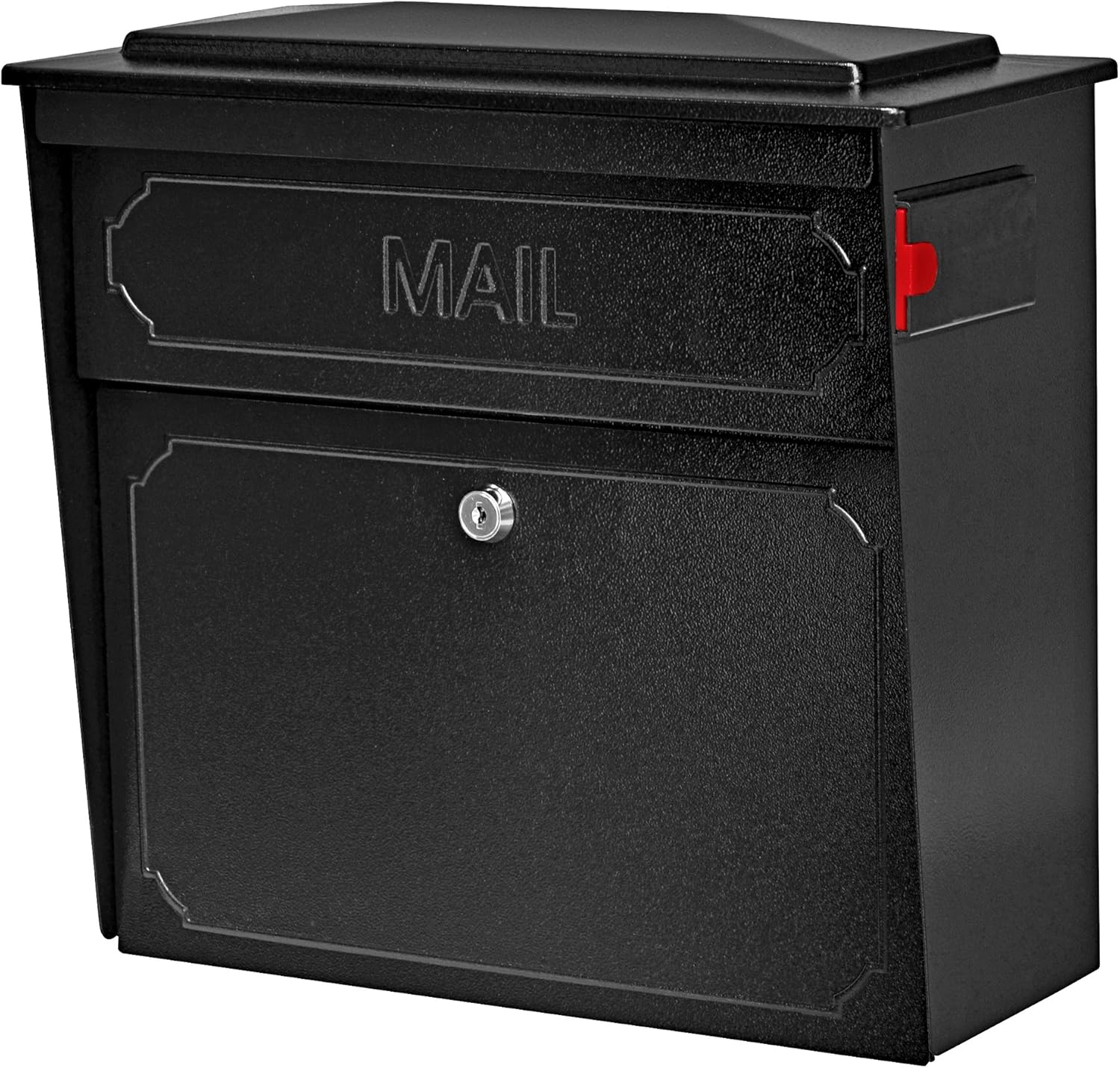Mail Boss 7172 Townhouse Locking Wall Mount Mailbox, Black