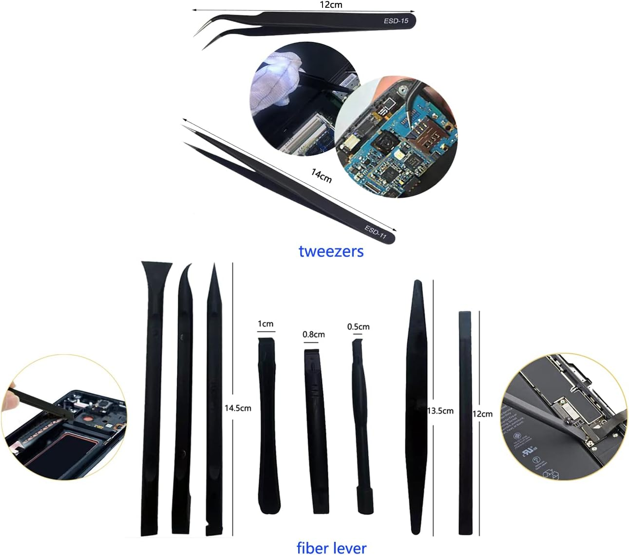 20 PCS Cell Phone Repair Opening Pry Tool Repair Kit Spudgers and Anti-Static Nylon Spudger for Ipad Iphone Cellphone Laptops Tablets Car Screen Repair image number 1