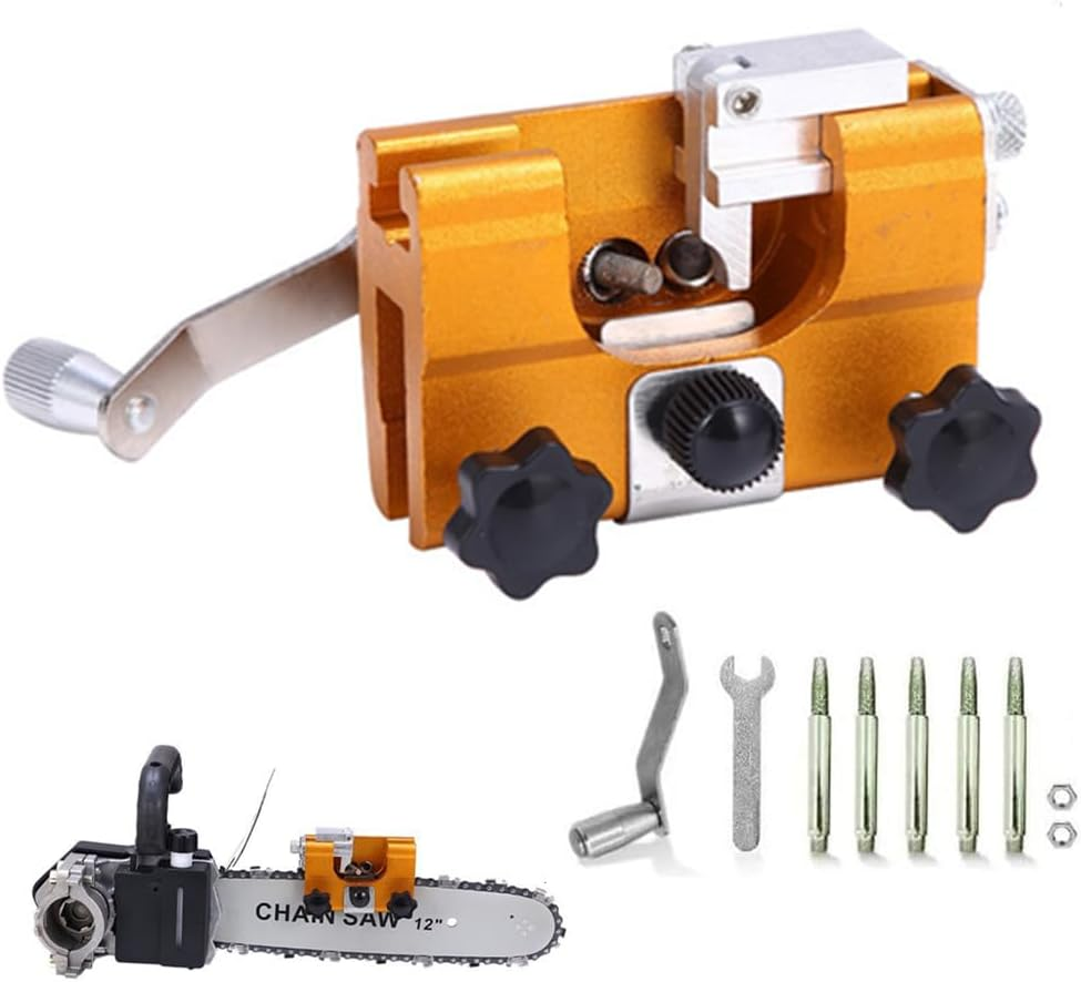 Chainsaw Sharpener, Chainsaw Sharpener Jig,Chain Saw Sharpener Kit Tool with 5 Titanium-Plated Diamond Bits, Chainsaw Vise and Hand-Cranked Chainsaw Sharpening Jig Kit,For Chain Saws and Electric Saws image number 2