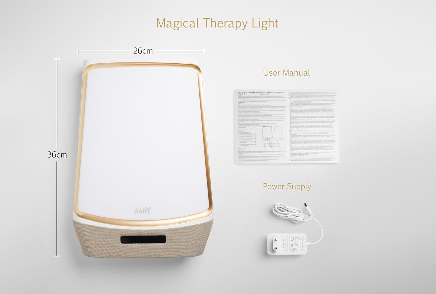 AABY WL23 Magic Therapy Light 10000LUX White Bright LED UV Free LCD Touch Screen Red Sleep Aid Built-In Music Bluetooth Color Frame Mood Brightener Gold image number 5