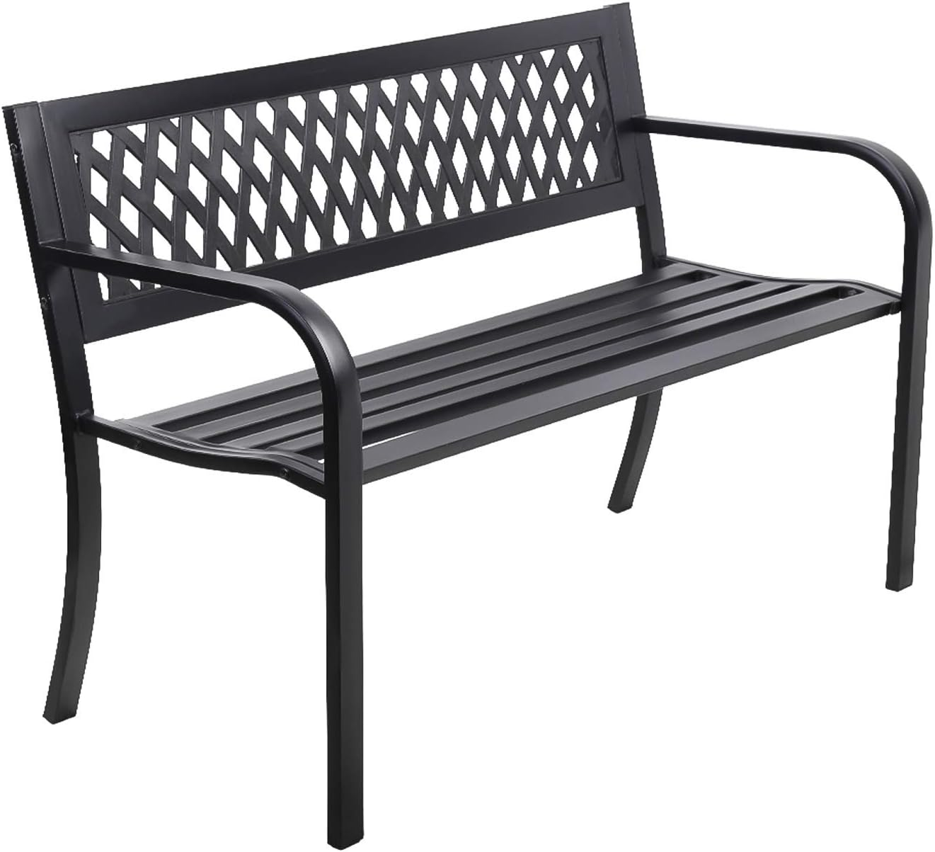Gardeon Outdoor Garden Bench Seat, 119Cm Length Cast Iron Benches Relax Lounge Chair Dining Chairs Lounger Park Patio Porch Backyard Terrace Balcony Kids Furniture, 2 Seater Water-Repellent Black