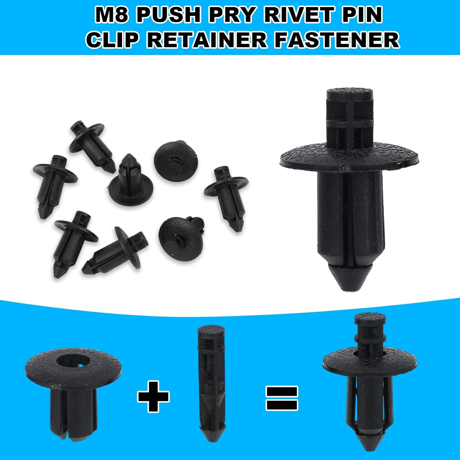 BOXOB 120Pcs Plastic Fender Clips Body Rivets, 4 Styles Push Rivet Pins Compatible with UTV ATV Motorcycle Sports Bicycle M7 and More Fender Clips for Polaris Yamaha Suzuki Kawasaki