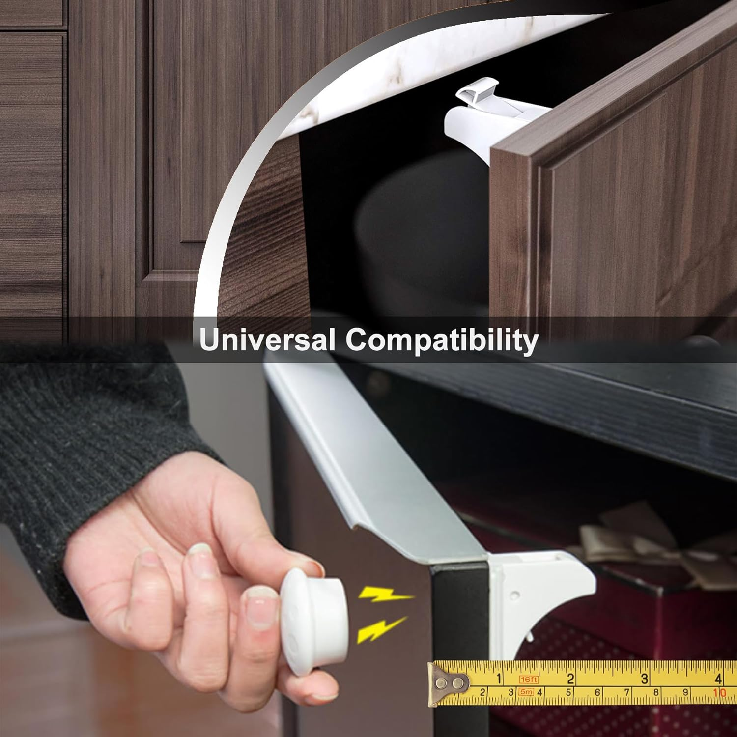 Magnetic Cabinet Locks for Universal Magnetic Safety Lock Key Replacements for Most Baby & Child Proof Cabinet & Drawer Locks, Cabinets,Drawers,Child Safety Locks (2 Locks + 1 Key)