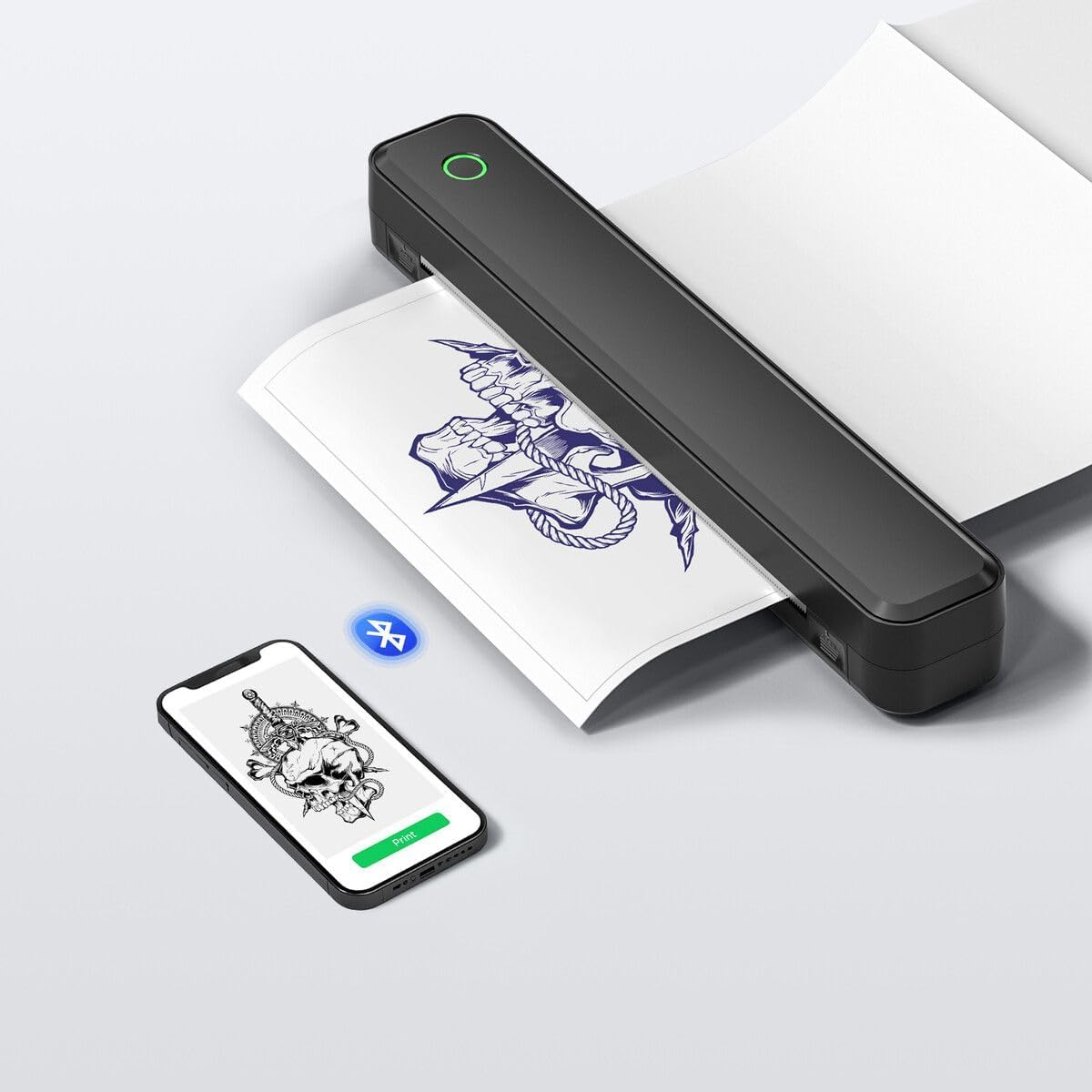 AUSWAY Tattoo Stencil Printer Wireless Thermal Transfer Machine Tattooing Drawing Copier Bluetooth USB Body Art Maker DIY Portable Compatible for Phone Tablet PC image number 4