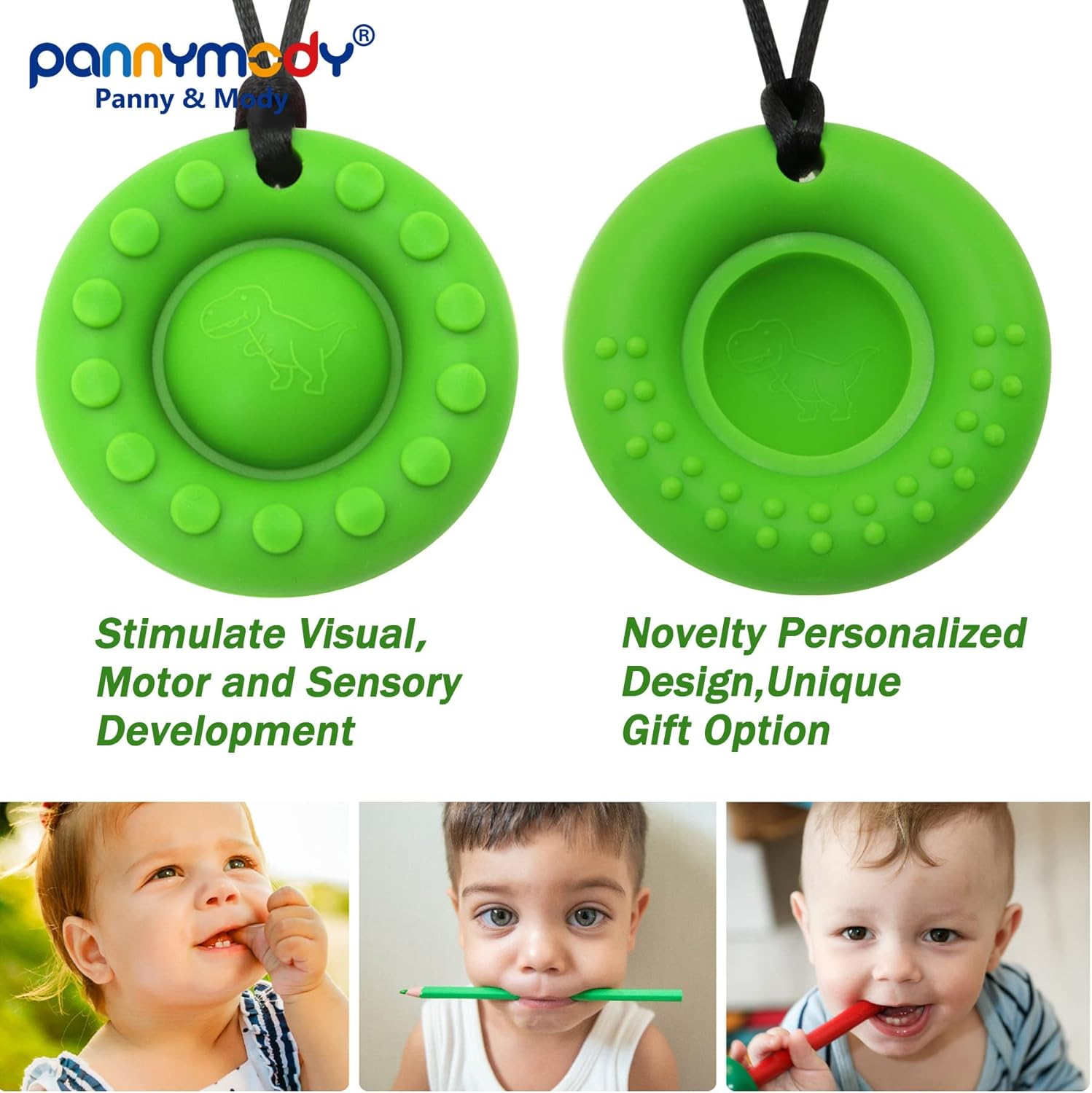 Panny & Mody Sensory Chew Necklaces(3 Pack), round Silicone Pop Pendant Chewable Jewellery, Reduce Chewing Biting Fidgeting for Autistic, ADHD, SPD, Oral Motor Children, Kids, Boys and Girls image number 1