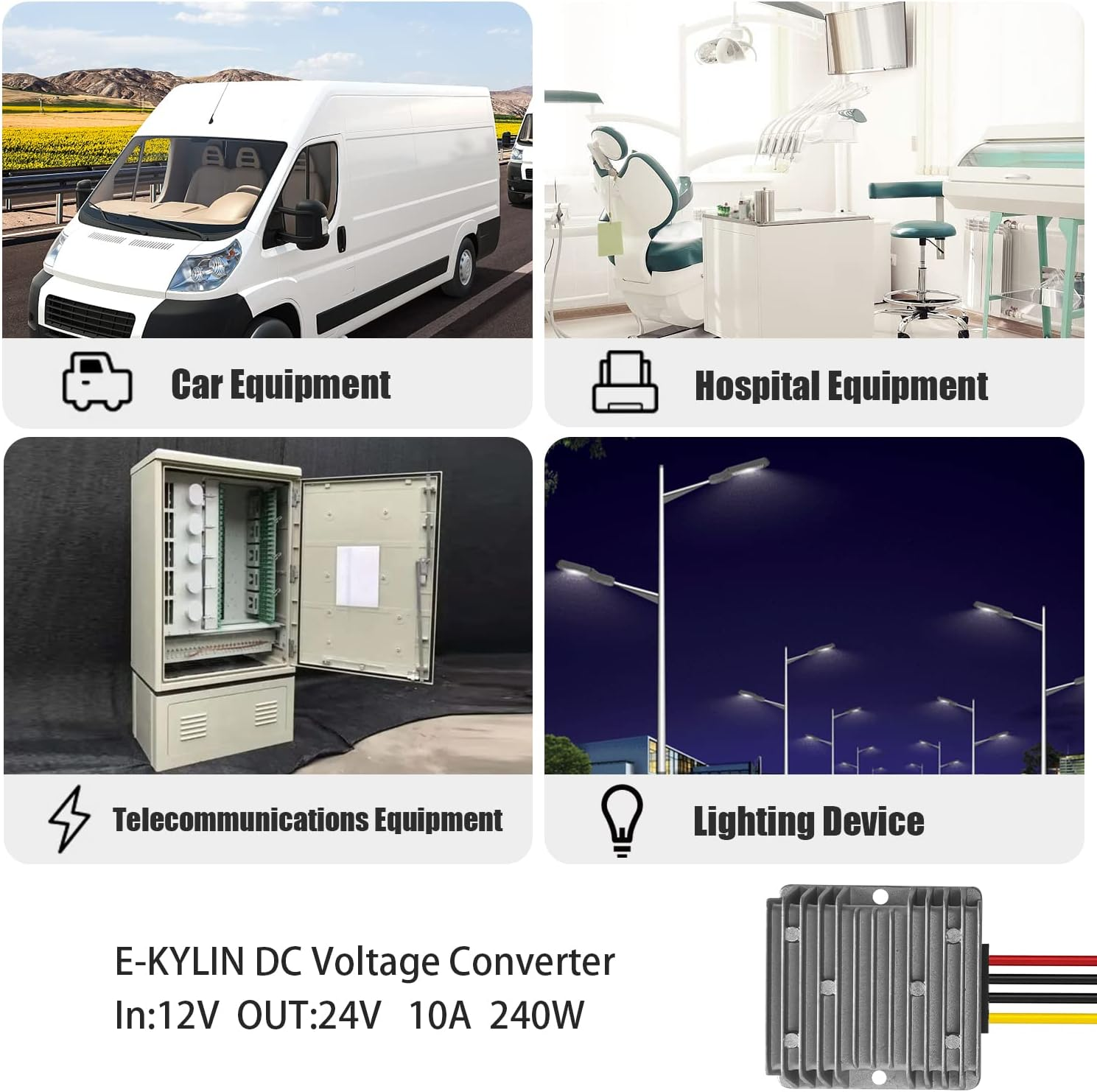 DC 12V to 24V Step up Converter Regulator 10A 240W Power Supply Adapter for Motor Car Truck Vehicle Boat Solar System Etc.(Accept DC9-20V Inputs) ｡ｭ