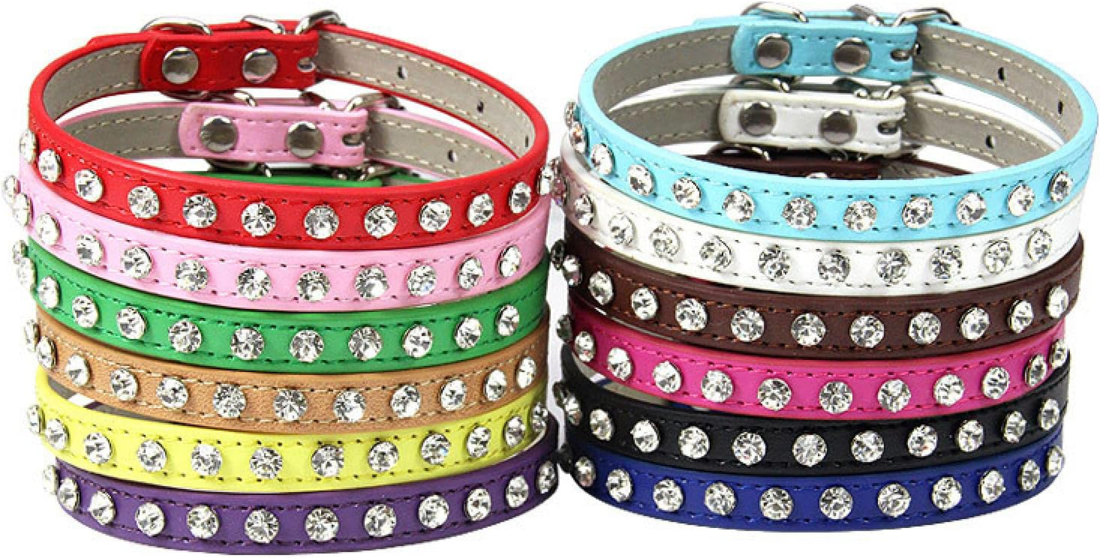 PU Leather Cat Collar Inlaid Sparkling Rhinestone Cat Collar Artificial Crystal Diamond Cat Collar Adjustable Cat Collar,Purple,Xs image number 6