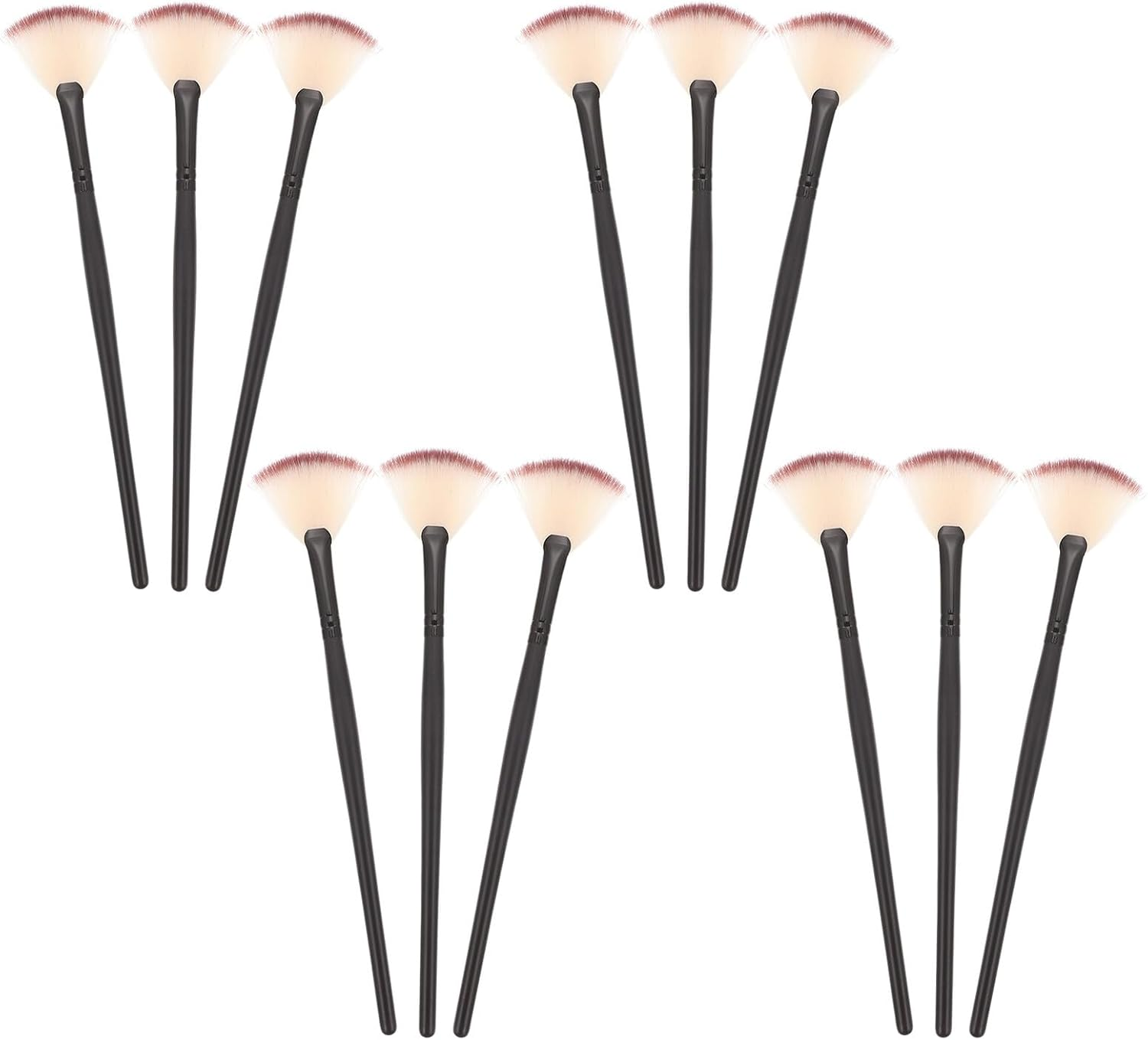 STAHAD 12Pcs Fan Shaped Facial Makeup Brushes Small Black Synthetic Bristles Face Beauty Tool for Mask Application and Skincare Suitable for Travel Use image number 5