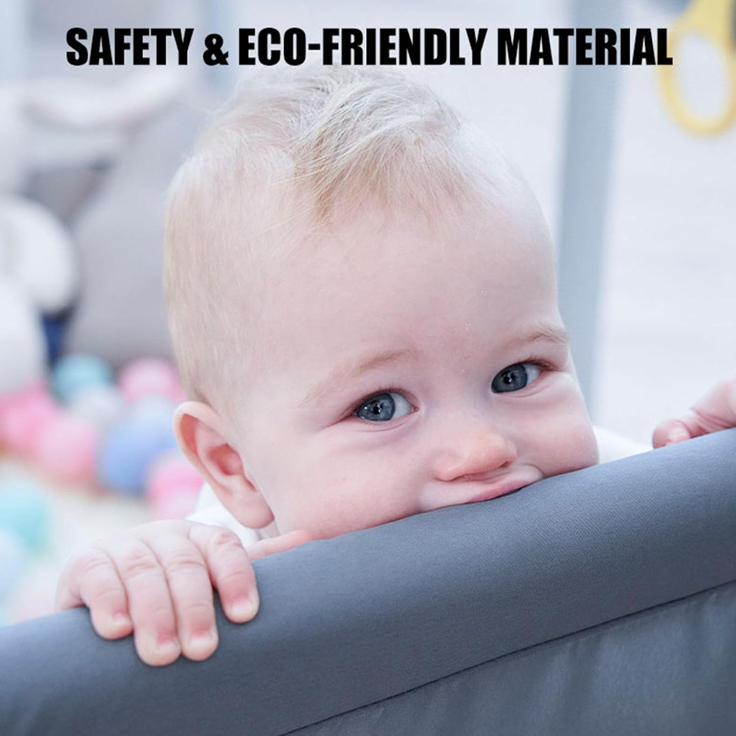 Baby Playpen, 150 X 180 X 68Cm Large Playpen for Baby and Toddlers, Large Playard, Anti-Collision Foam Playpens with Breathable Mesh for Babies, Safety Play Yard for Toddler - Grey image number 4