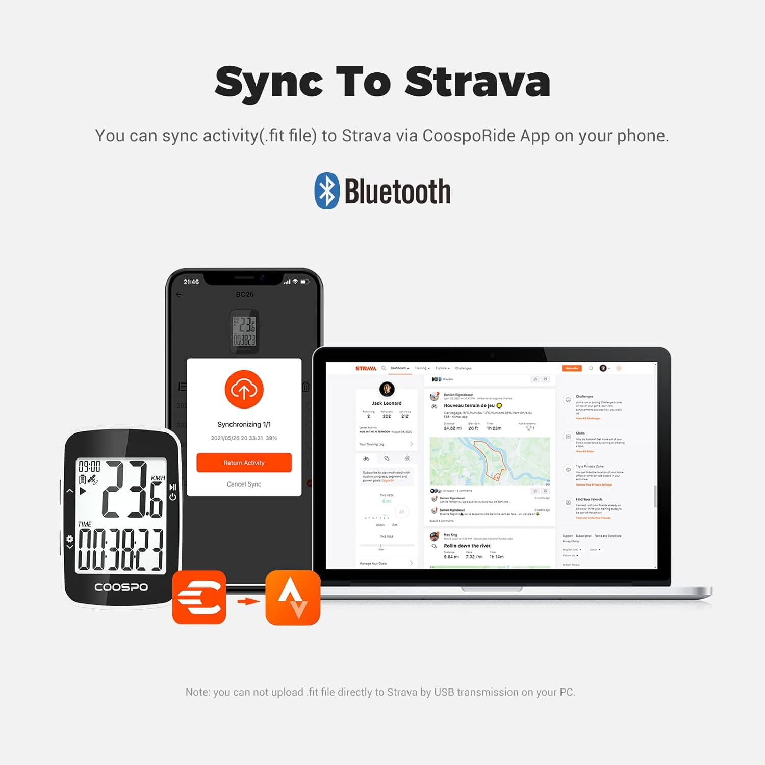 COOSPO Bike Computer,Cycling GPS Units Bicycle Computer with Ipx7,Wireless Speedometer Odometer GPS for Bike,2.3 Inch Auto-Backlight,Bike GPS Tracker with Max Speed Alarm image number 3