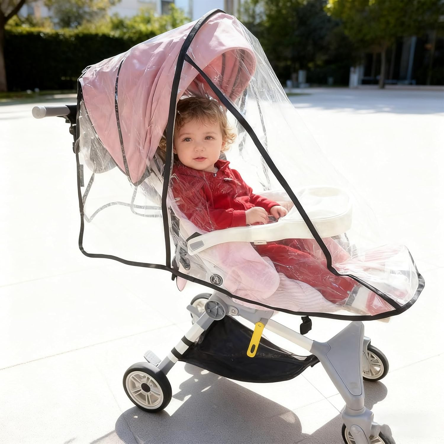 Large Baby Stroller Rain Cover, Durable Pram Accessories, Travel Pram Cover，Rainproof, Windproof, Dustproof and Insect-Proof High Transparency Full Coverage image number 5
