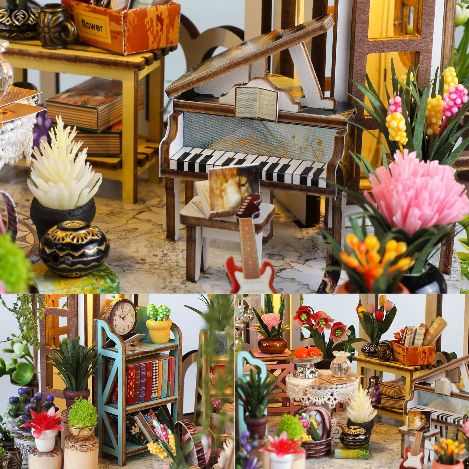 Tukiie DIY Miniature Dollhouse Kit with Furniture, 1:24 Scale Creative Room Mini Greenhouse Wooden Doll House for Kids Teens Adults(Hanging Garden) image number 3