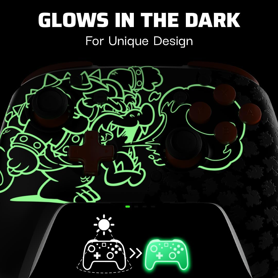 PDP REMATCH GLOW Wireless Controller: Blackout Bowser (Motion) - Nintendo Switch&trade;, Switch&trade; Lite, Switch&trade; OLED image number 6