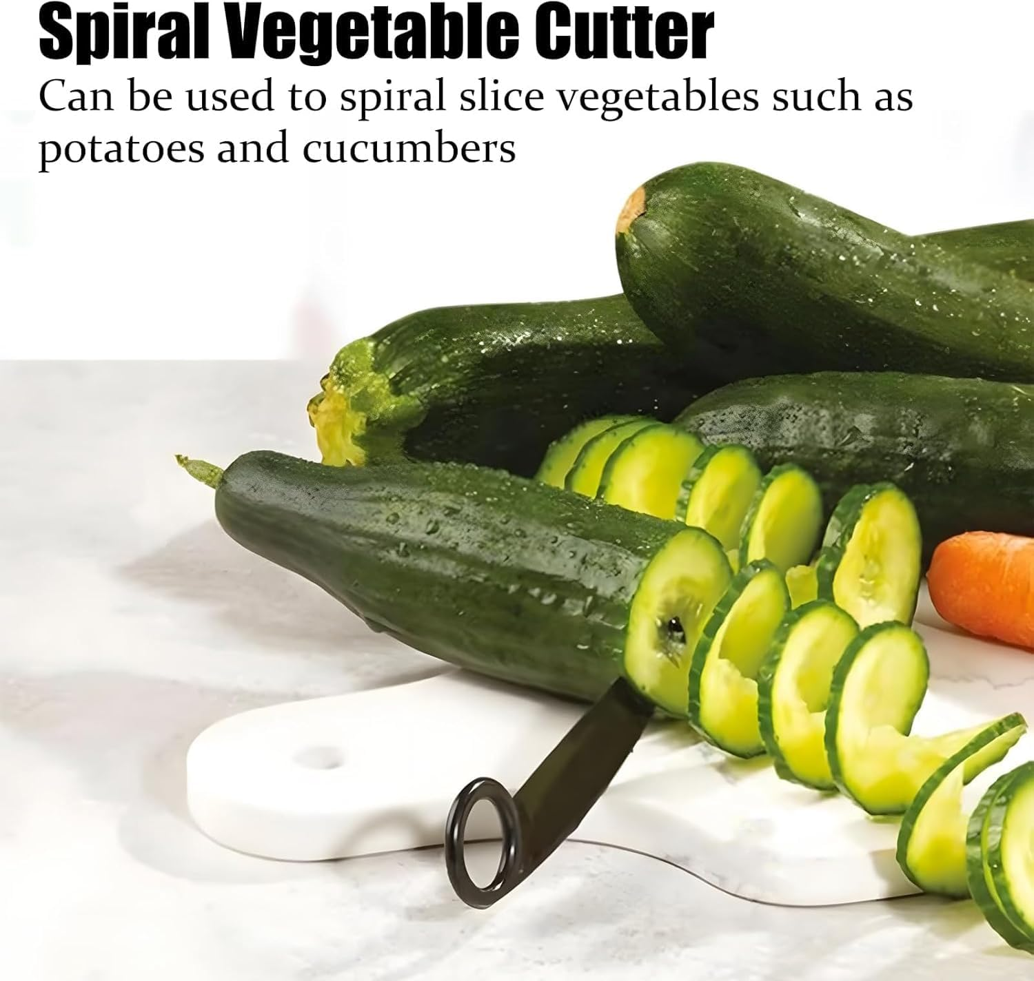 Xiaaofea V-Shaped Spiral Cutter & Slicer for Vegetables and Fruits, Serrated Spiralizer Blade Creates Decorative Patterns for Potato, Cucumber, Easy Use Kitchen Gadget Small Tools image number 3