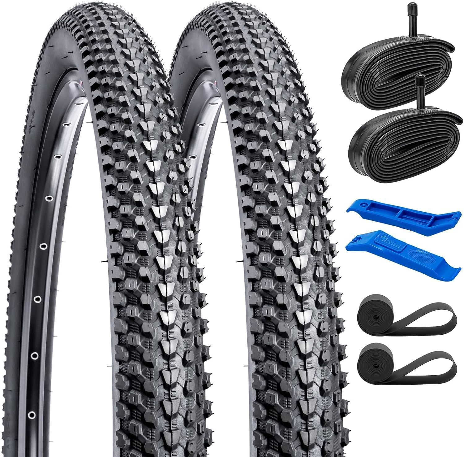 Yunscm 2 Pcs,27.5X2.10 Bike Tires,27.5X2.10 54-584 Bike Tyres + Bike Inner Tube Schrader Valve 32Mm+Rim Strap+Tire Lever,Mountain Bike Tire 27.5 2.10,MTB Tire 27.5X2.10,Y-038 image number 3