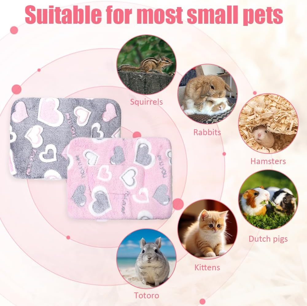 Pack of 2 Plush Bed for Small Animals, 32 X 25 Cm, Small Animal Plush Bed, Rodent Rug, Rabbit, Guinea Pig Accessories, Fluffy Bed Mat for Rabbits, Chinchilla, Squirrel, Guinea Pig image number 2