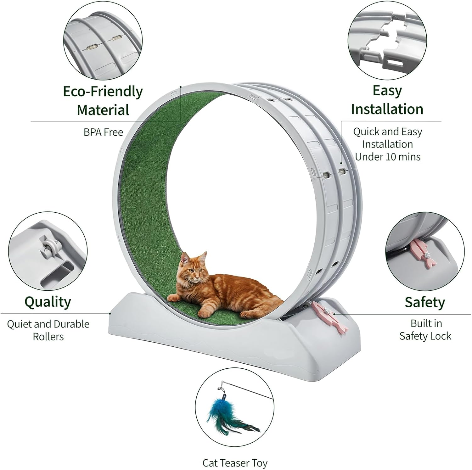 Cat Exercise Wheel for Indoor Cats,31.5 in Diameter with Locking Mechanism, Ultra-Quiet, Promotes Healthy Exercise, for Cat'S Fitness and Health Pink image number 4