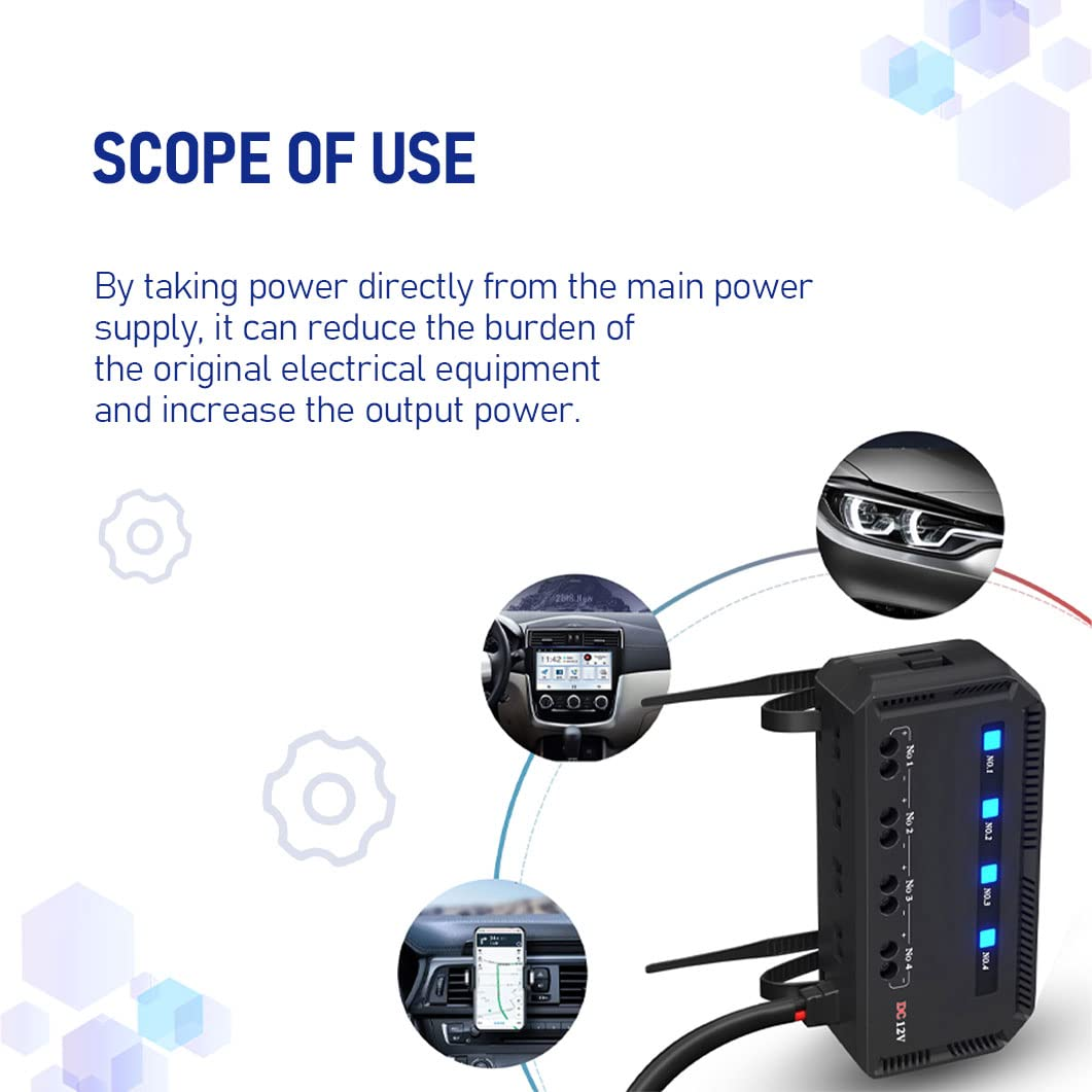 Gugxiom 4 Way Fuse and Relay Box Quick Wiring 12V 20A with LED Indicator for Motorcycl image number 4
