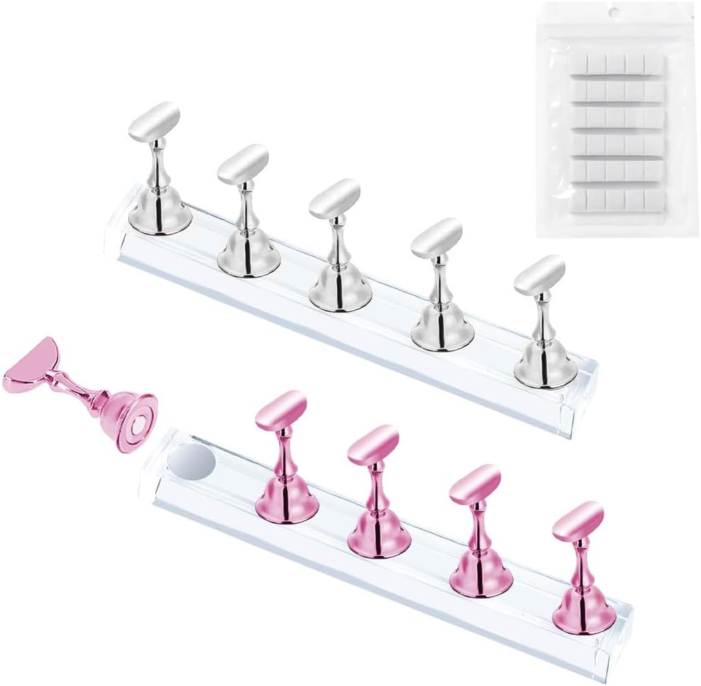 SIRLOMU Set of 2 Acrylic Nail Art Practice Racks, Magnetic Nail Tip Holder, Nail Practice Racks, Nail Training Display Racks image number 5