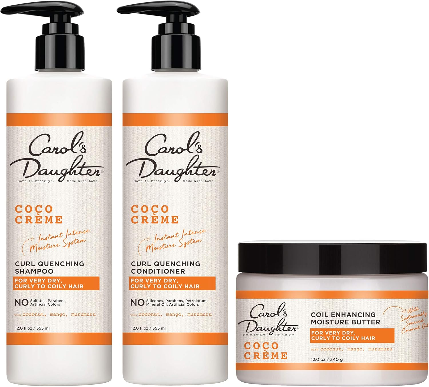 Carol&rsquo;S Daughter Coco Creme Curl Quenching Shampoo for Very Dry Hair, Intense Moisture with Coconut Oil Murumuru Butter and Mango Butter, Sulfate Free for Curly Hair, 12 Fl Oz