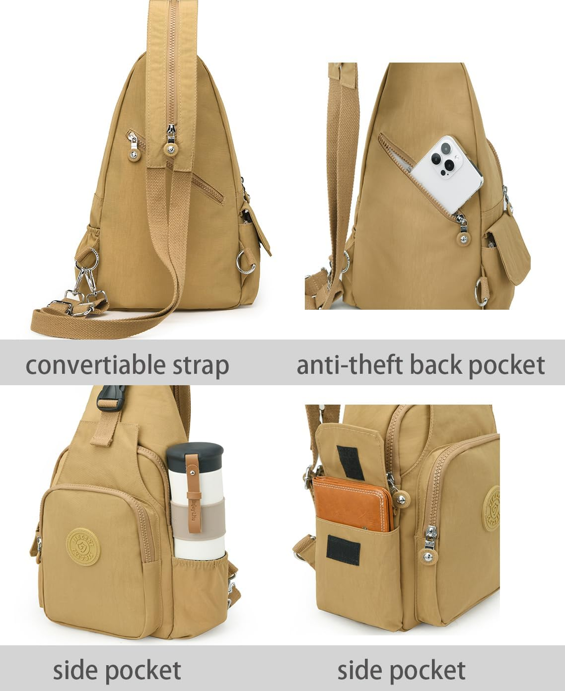 Momoty Small Backpack Purse for Women Convertible Sling Bag Anti-Theft Travel Bag Nylon Casual Daypack image number 6