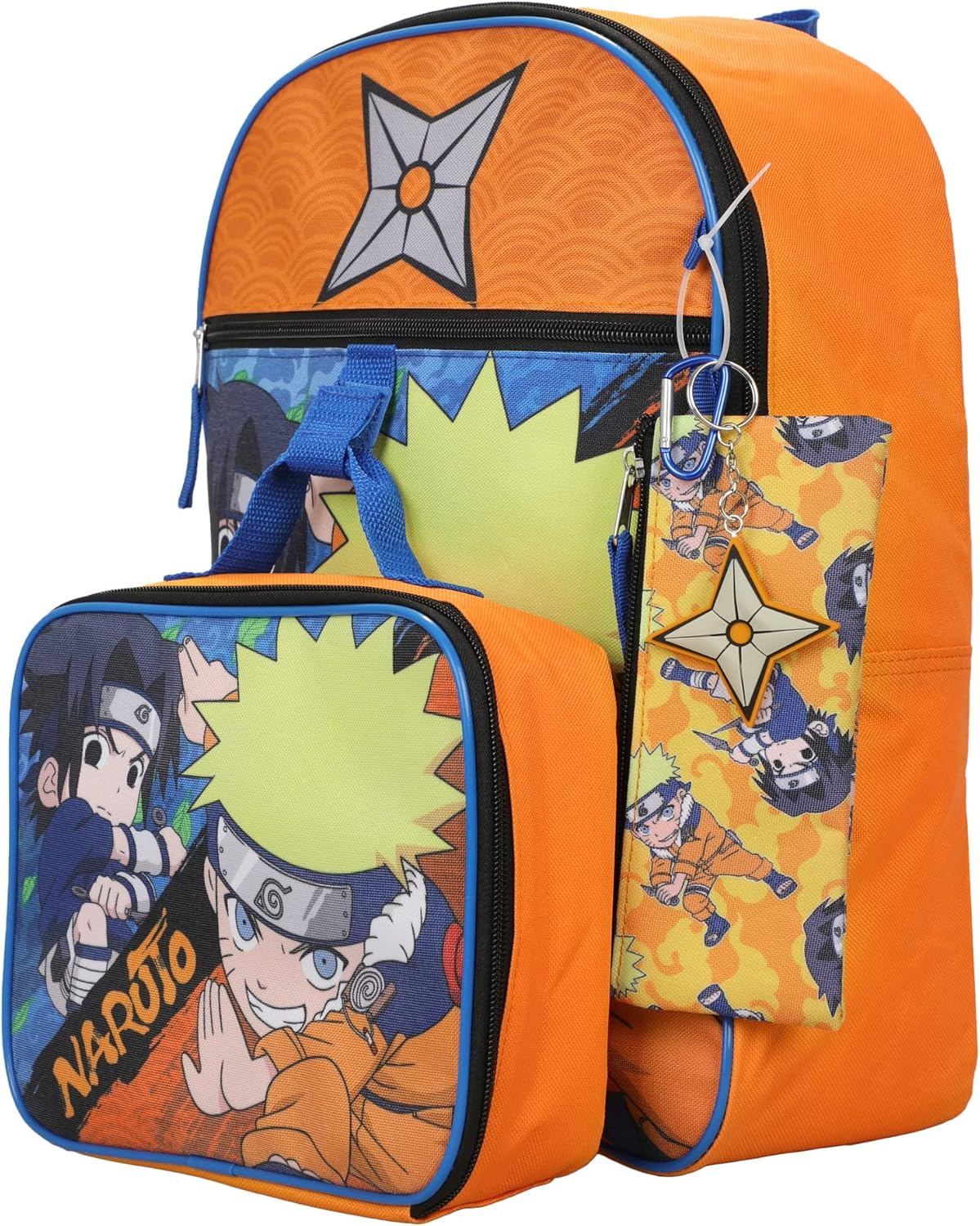 Bioworld Naruto Classic Sasuke Vs Naruto 16" Youth 5-Piece Backpack Set, Orange, OSFA, Classic image number 3