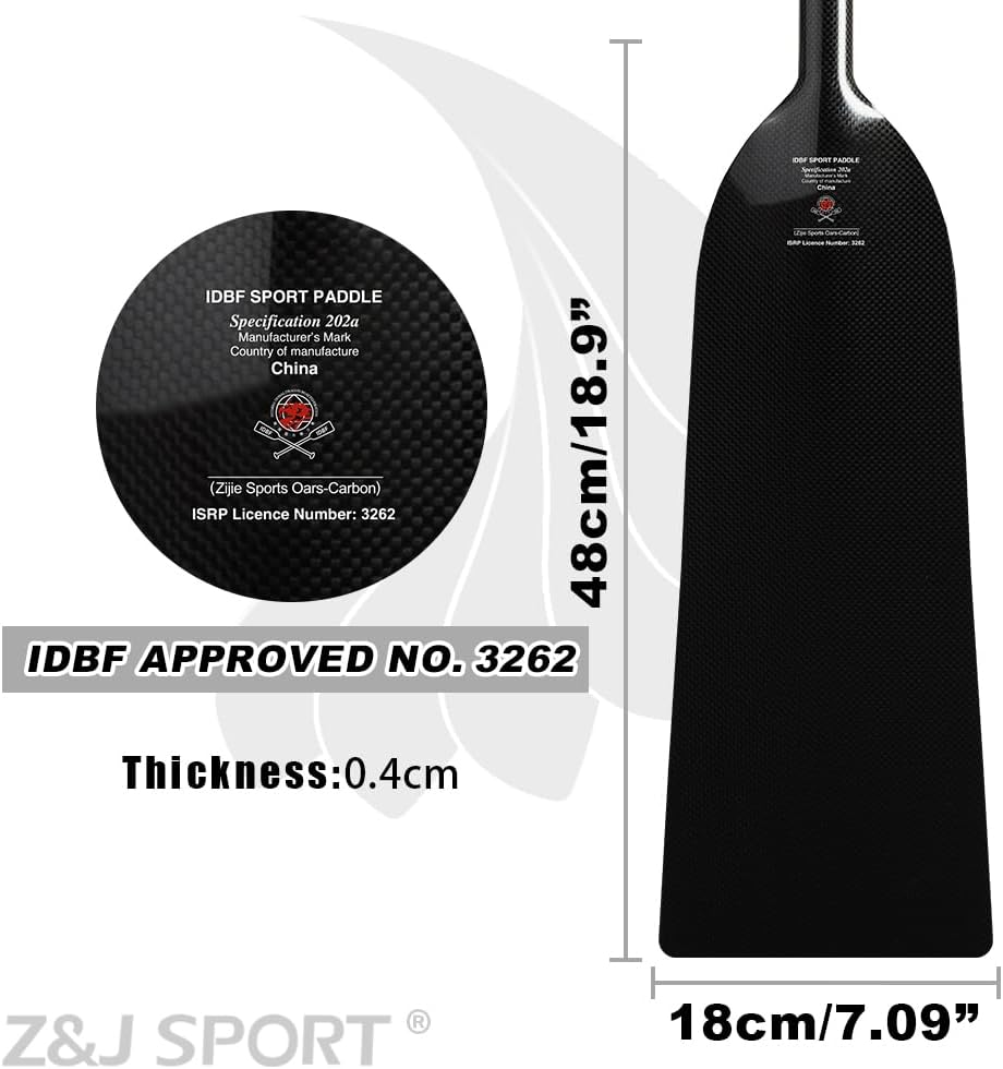 Z&J SPORT Adjustable Dragon Boat Paddle, IDBF Approved Boat Oars, Carbon Fiber Paddle Adjustable T Handle with Adjuster for Dragon Boat Paddler (Range: 43&rdquo;-52&rdquo; /110Cm-132Cm) image number 3
