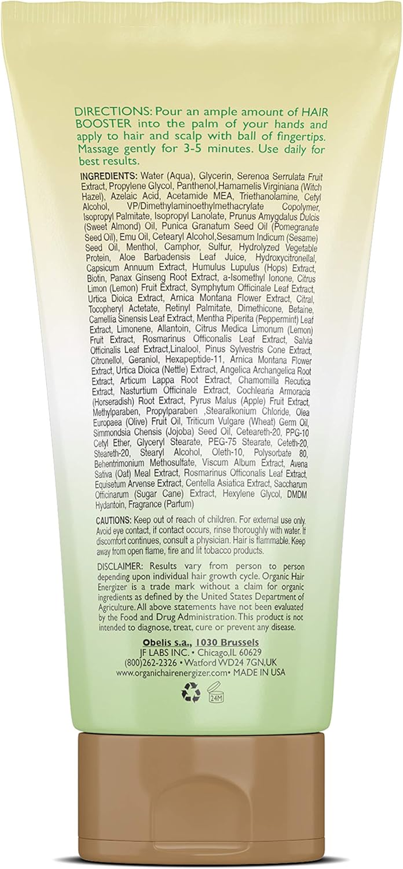 Organic Hair Energizer Hair Growth Booster 6 Oz by JF Labs image number 2