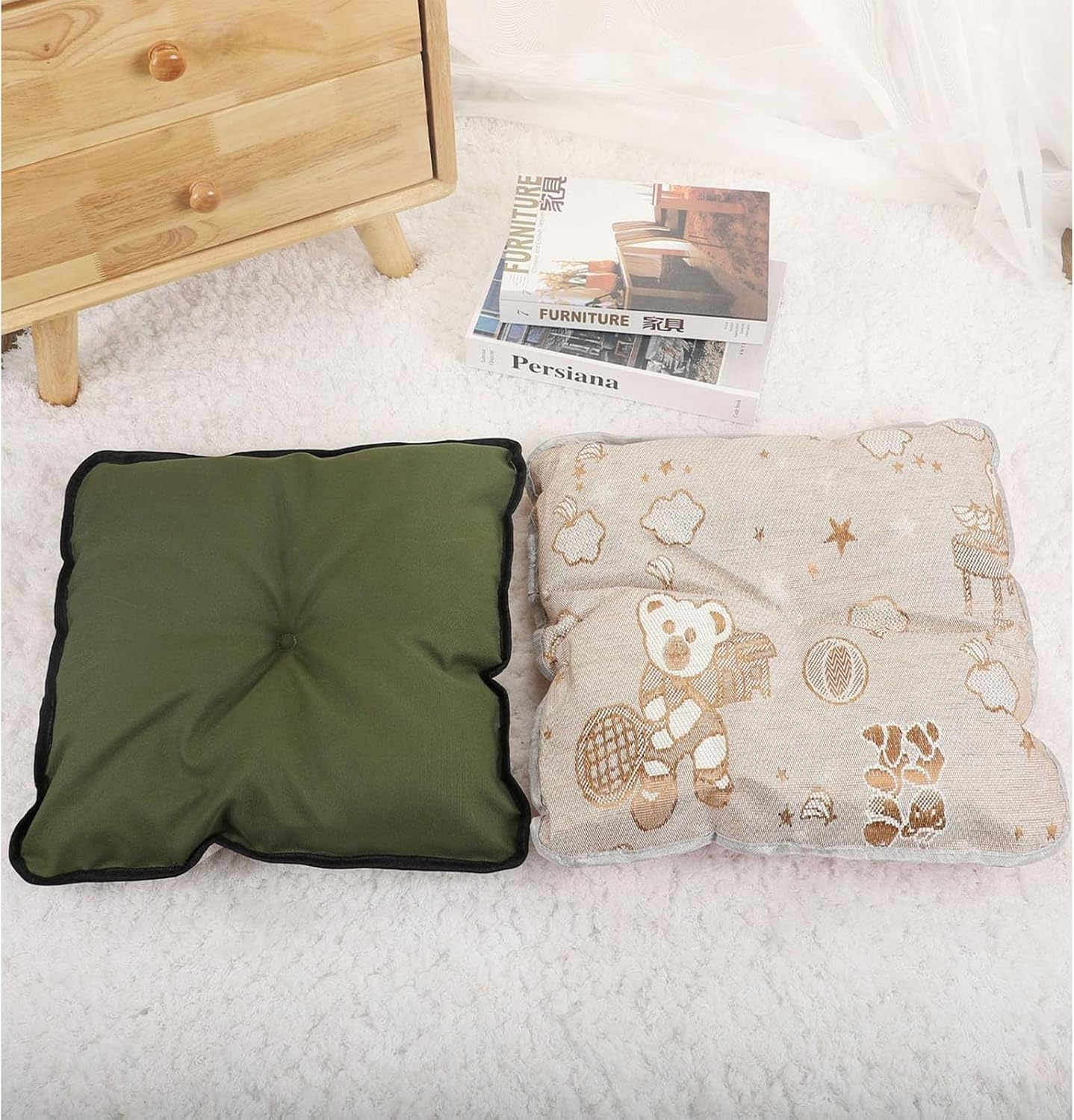 Cozioz Cute Pet Teepee Tent - Foldable Cat & Dog Bed with Thick Mat, Perfect for Indoor or Outdoor Use (Cats, Puppies, Bunnies) (Green, L) image number 4