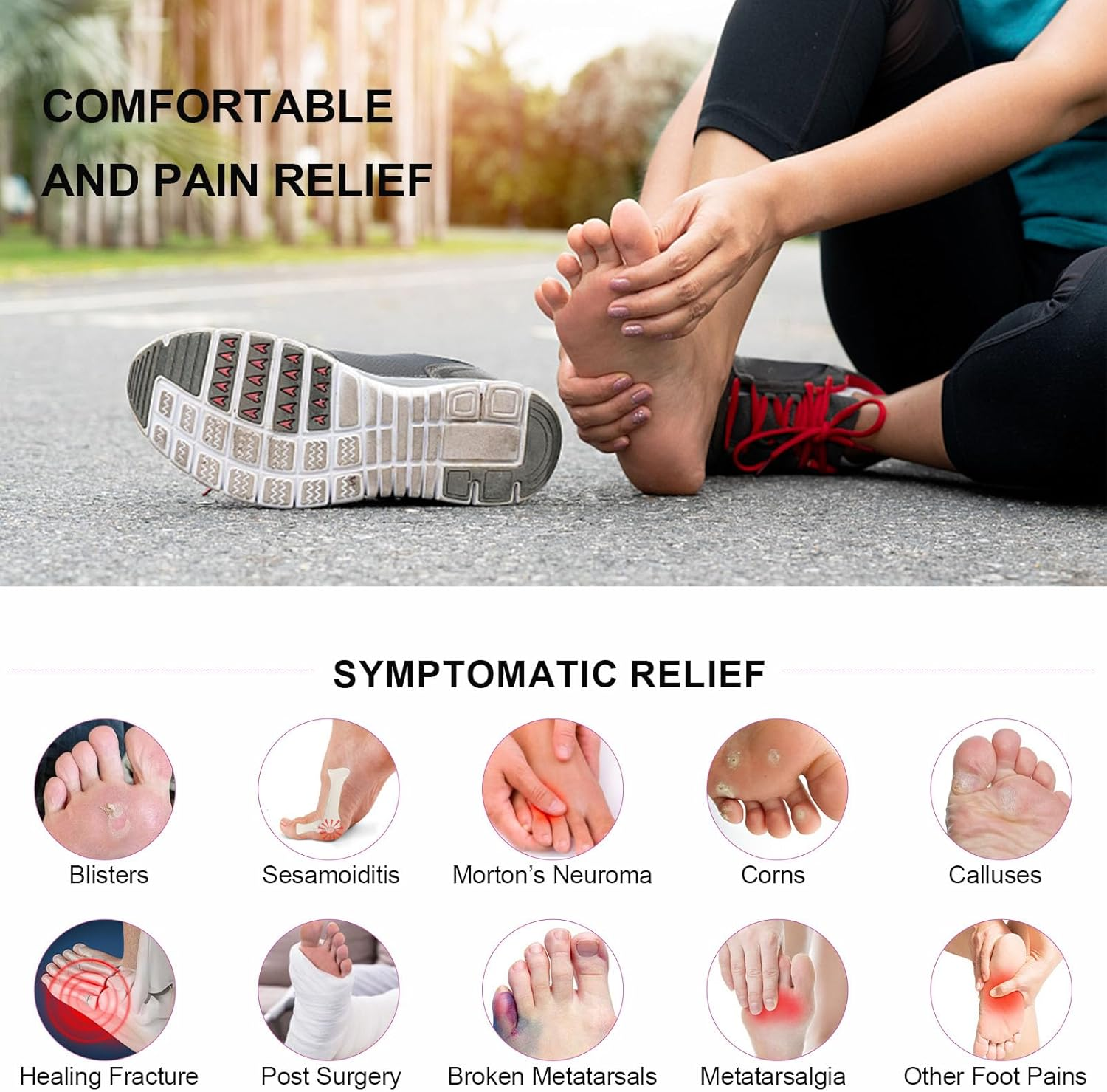 20 Pieces Felt Metatarsal Pads for Men and Women, Forefoot Pads, Forefoot Pads, Bunion Pads, Foot Pads for Metatarsalgia and Morton'S Neuroma image number 5