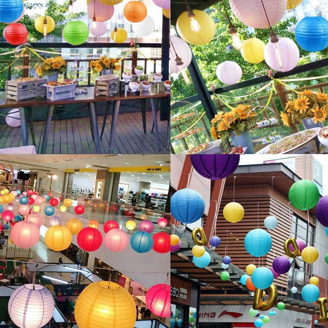 10 Packs round Paper Lanterns Decorations - 12 Inch Colorful Chinese Balloon Hanging Decorations with Assorted Rainbow Colors for Birthday Wedding Baby Shower Home Decor Ceiling Party Supplies image number 6