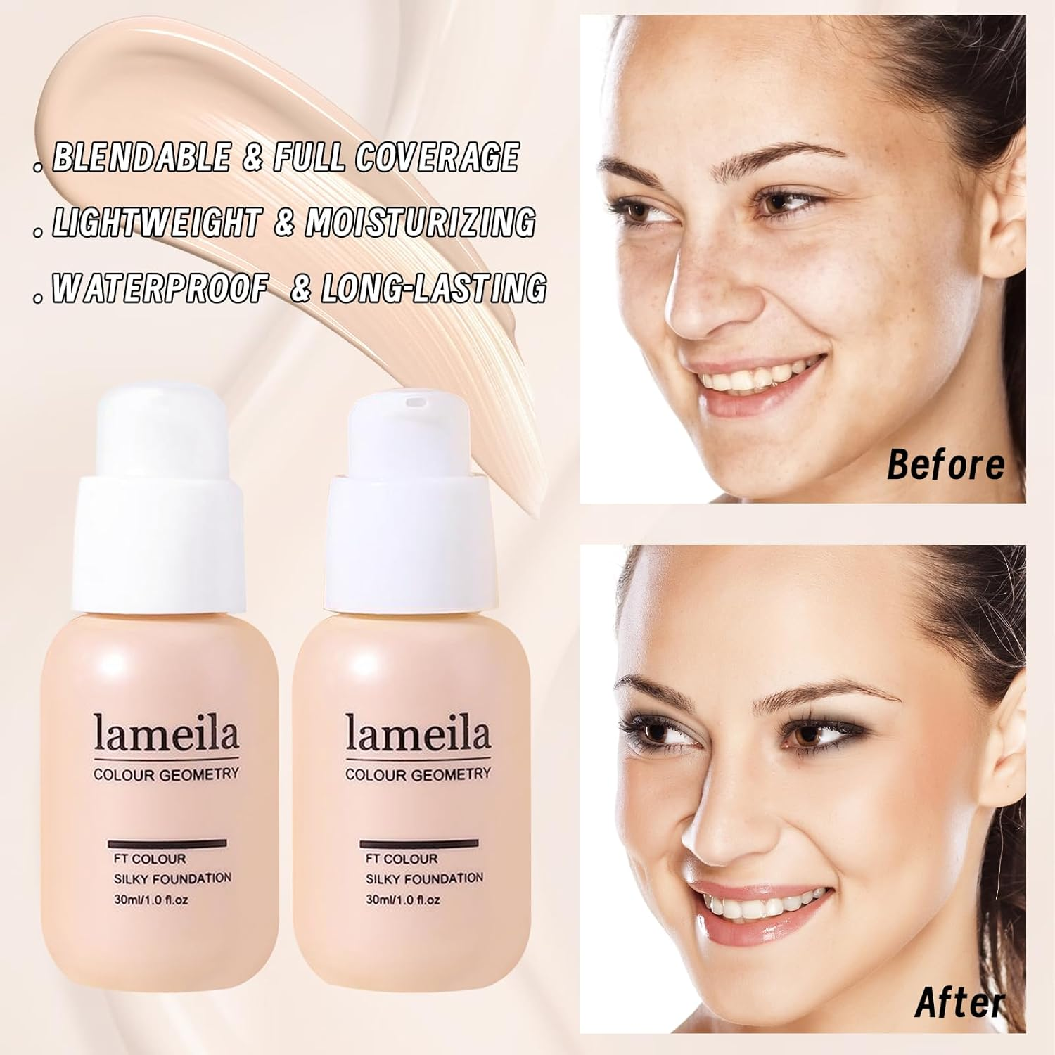 Makeup Set Full Kit for Women Teen Girls, Makeup Present Set, Includes Eyeliner, Blusher, Eyebrow Pencil, Foundation, Mascara, Eyeshadow, Brushes, Lip Gloss, Sponge, Cosmetic Bag - Set 02 image number 6