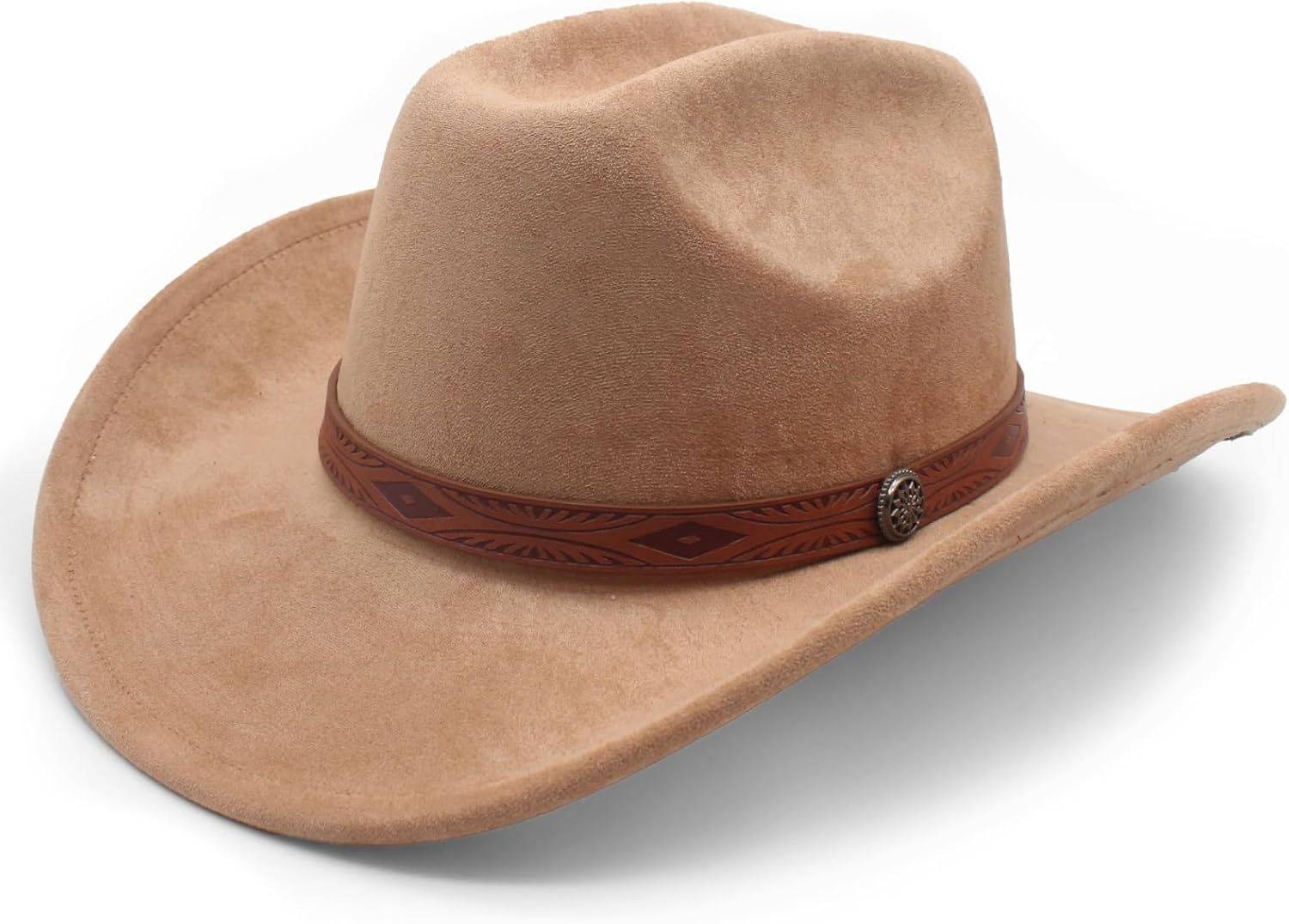 LIDHAY Cowboy Hat for Women Men Wide Brim Cowboy Cowgirl Hats Western Suede Cattleman Cowboy Hats