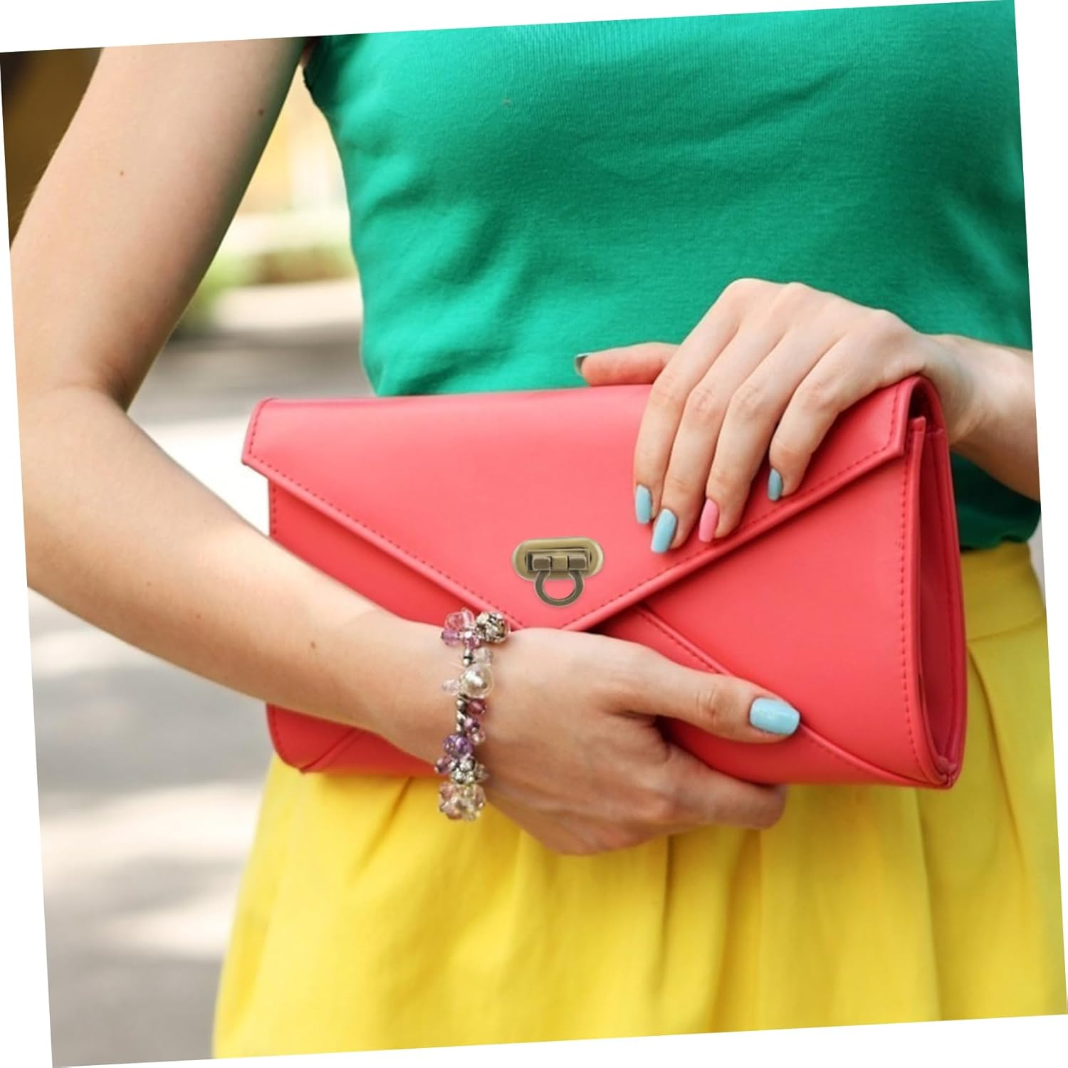 LALAFINA 8Pcs Replacement Metal Lock for Handbags Tuck Lock Clasp Luggage Keys Bag Fashion Design image number 7